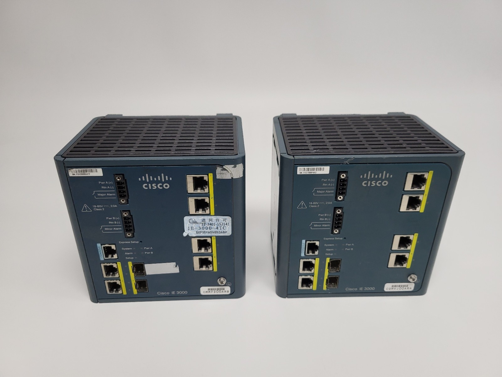 Lot of 2 Cisco IE-3000-4TC Industrial 4-Port Switch 10/100, SFP, L2