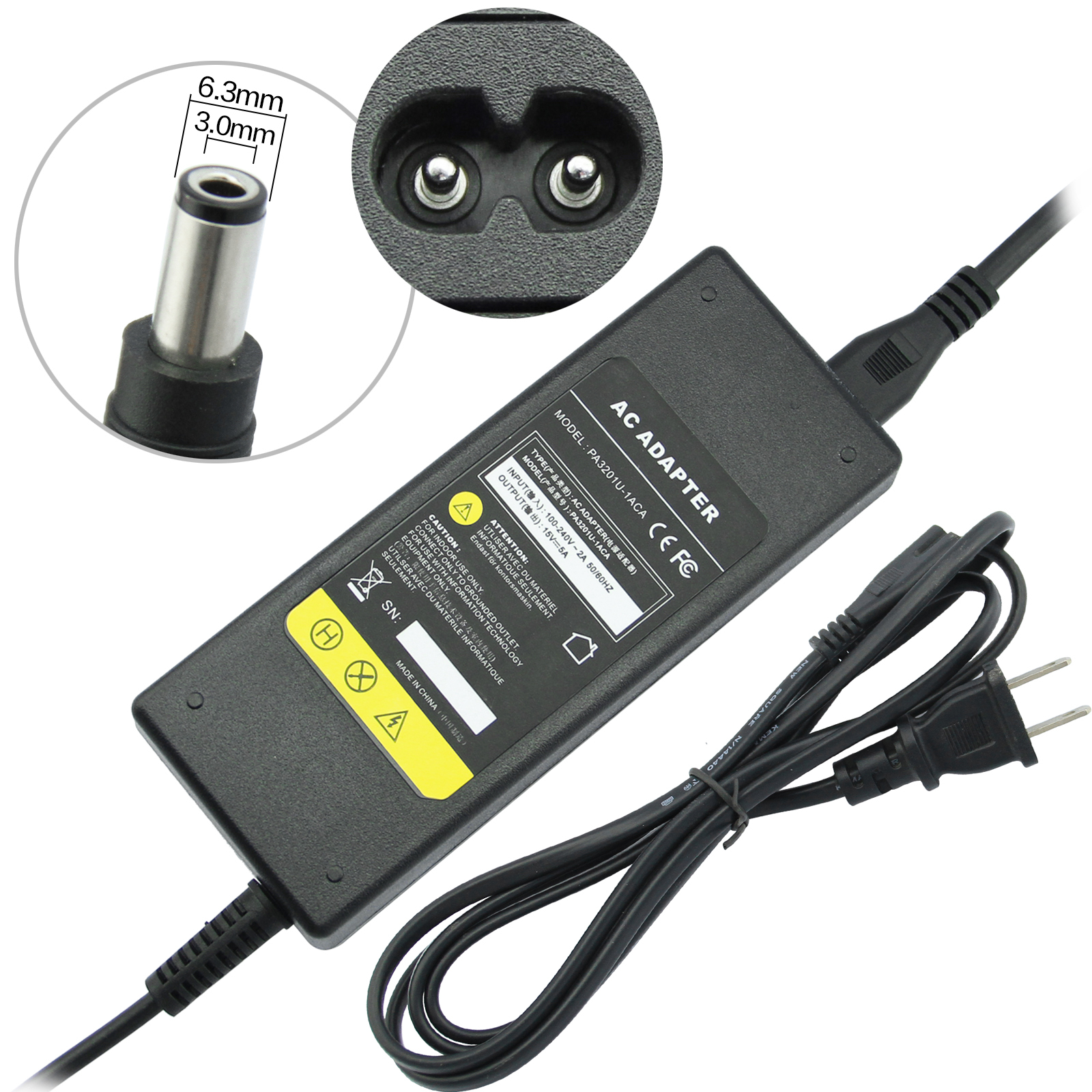 15V 5A AC Adapter Charger Power Supply For Toshiba Tecra A6 A7 A8 A9 A10 Laptop