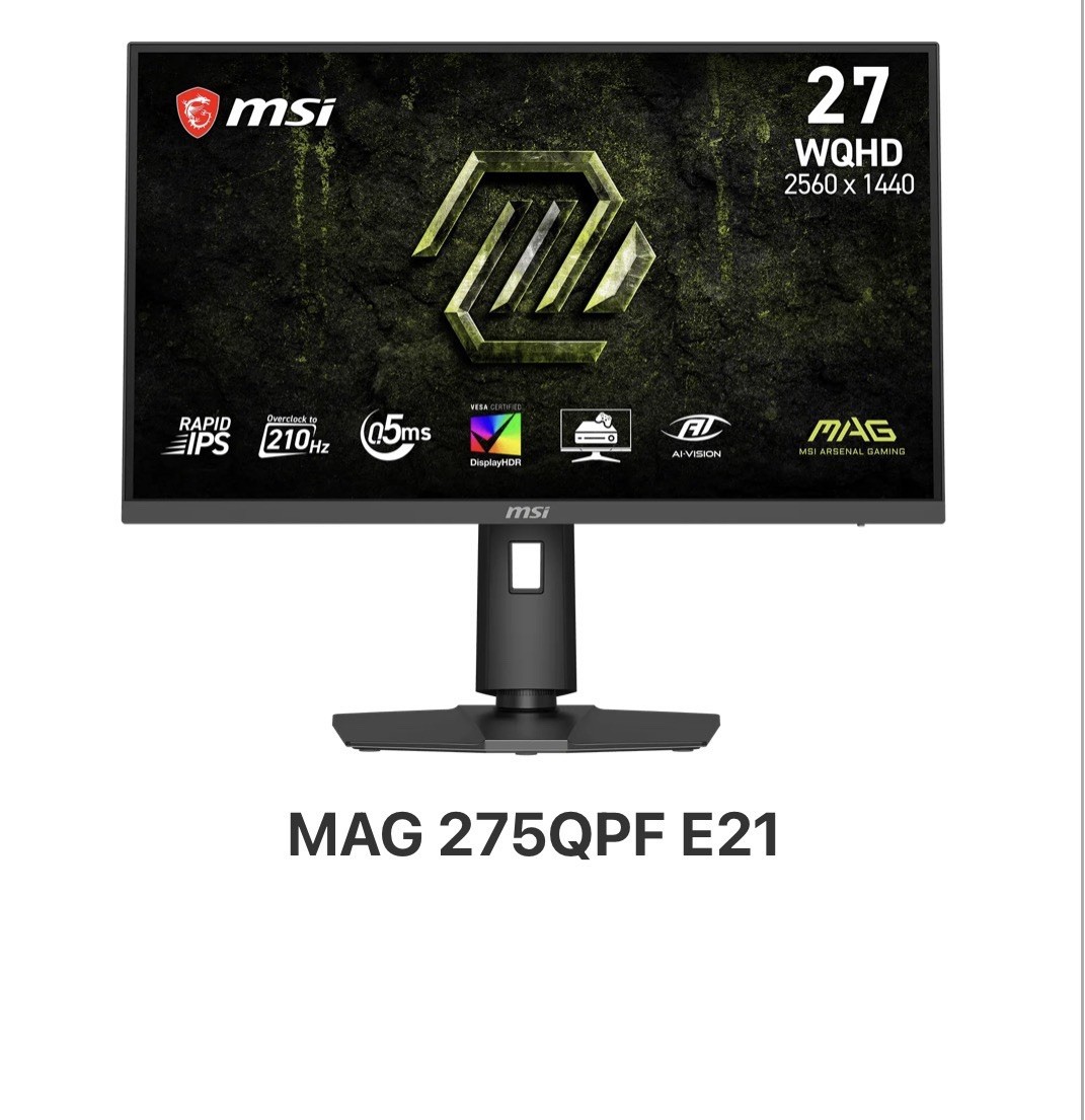 MSI MAG 275QPF E21 27in 2560 x 1440 QHD Gaming Monitor 210Hz AMD FreeSync