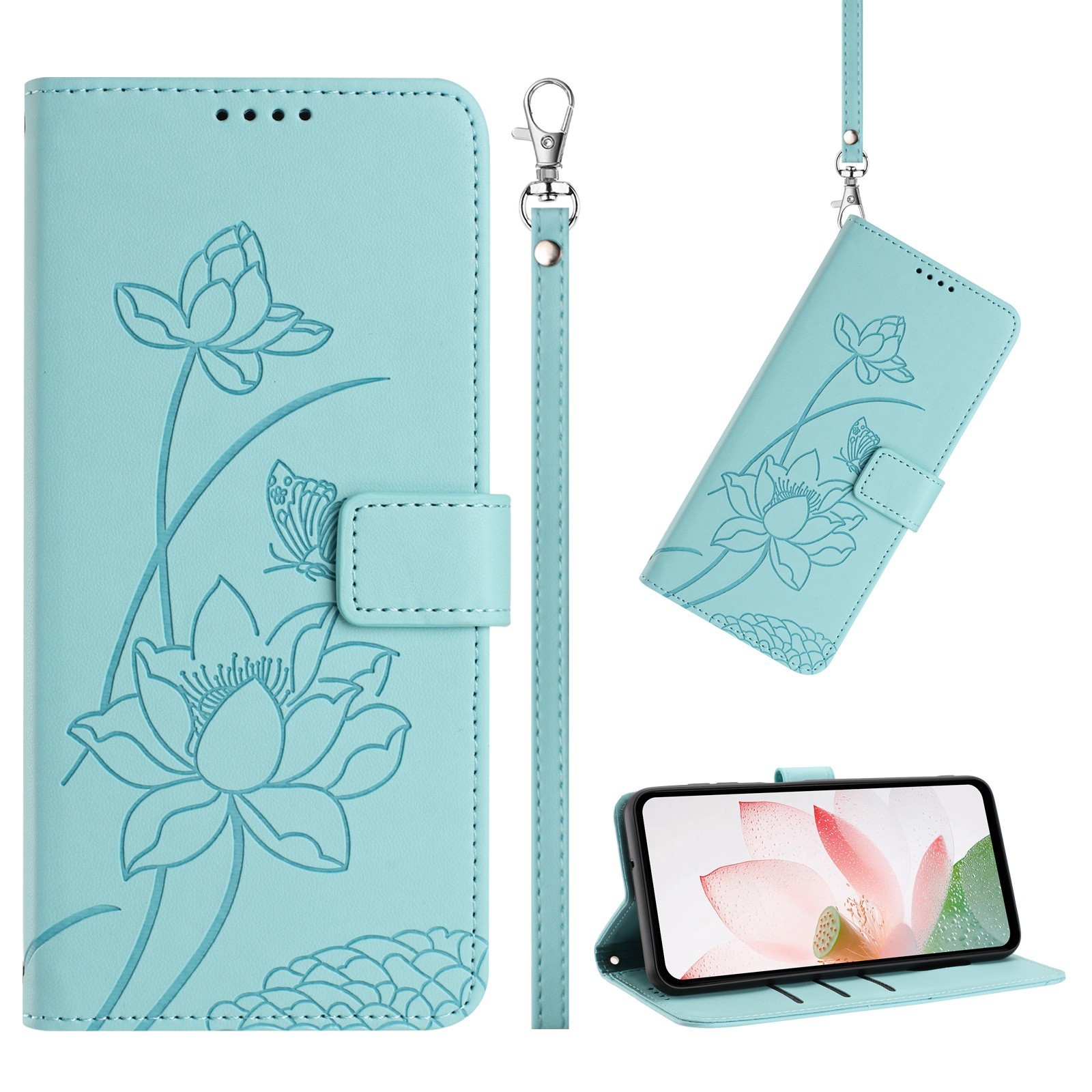 Leather Lotus Flower Wallet Cover Case For Google Pixel 8 9 10 11 Sony 5 1 Sharp