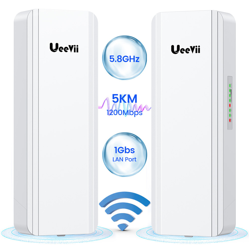 2PCS Gigabit Wireless Bridge 1200Mbps 5KM PtP PtMP Wireless CPE Extend Network