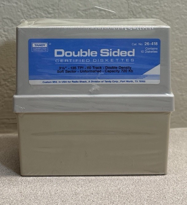 NIP Tandy Double Sided Diskettes (10) 26-418 Sealed In Original Case Vintage