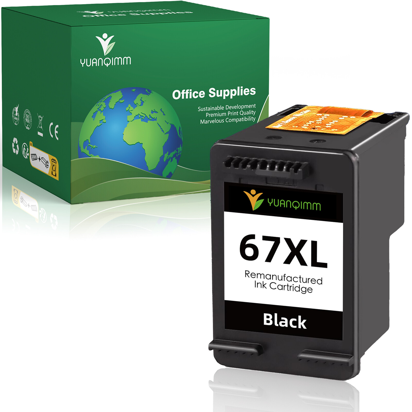 1BK 67XL Ink Cartridges for HP 67 Ink XL Deskjet 2855e 2755e 6055e 4155e printer