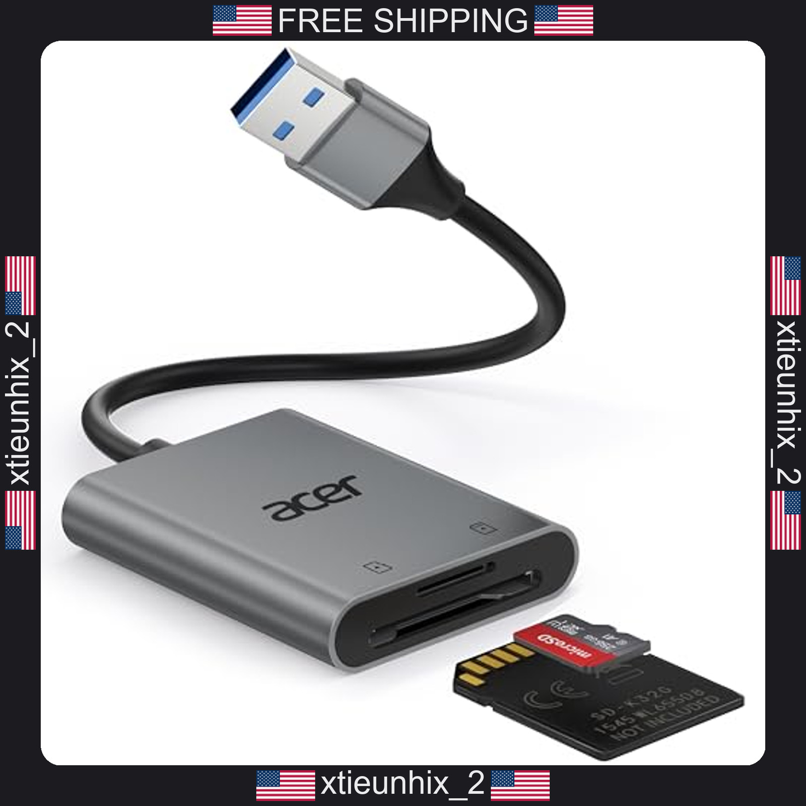 USB A 3.0 SD Card Reader for Windows Mac Linux Micro SD Compact Aluminum