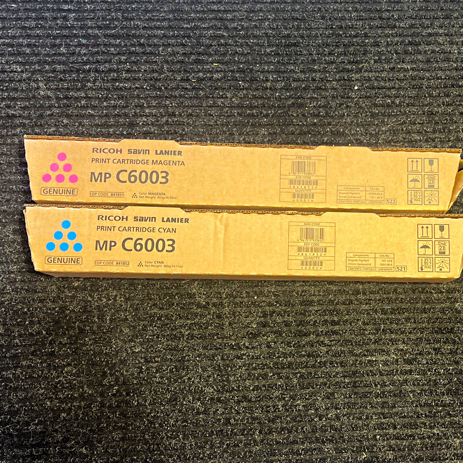 Ricoh Genuine MP C6003 Cyan & Magenta Laser Toner Cartridges 841852 841851
