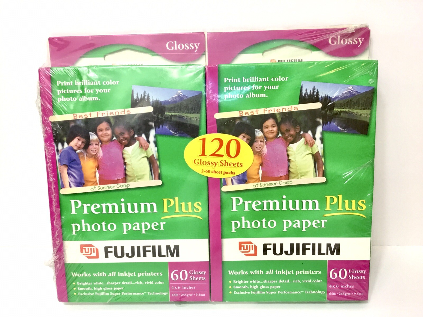 FujiFilm Premium Plus Photo Paper 120 Glossy Sheets 65 LB 4X6 Inches InkJet