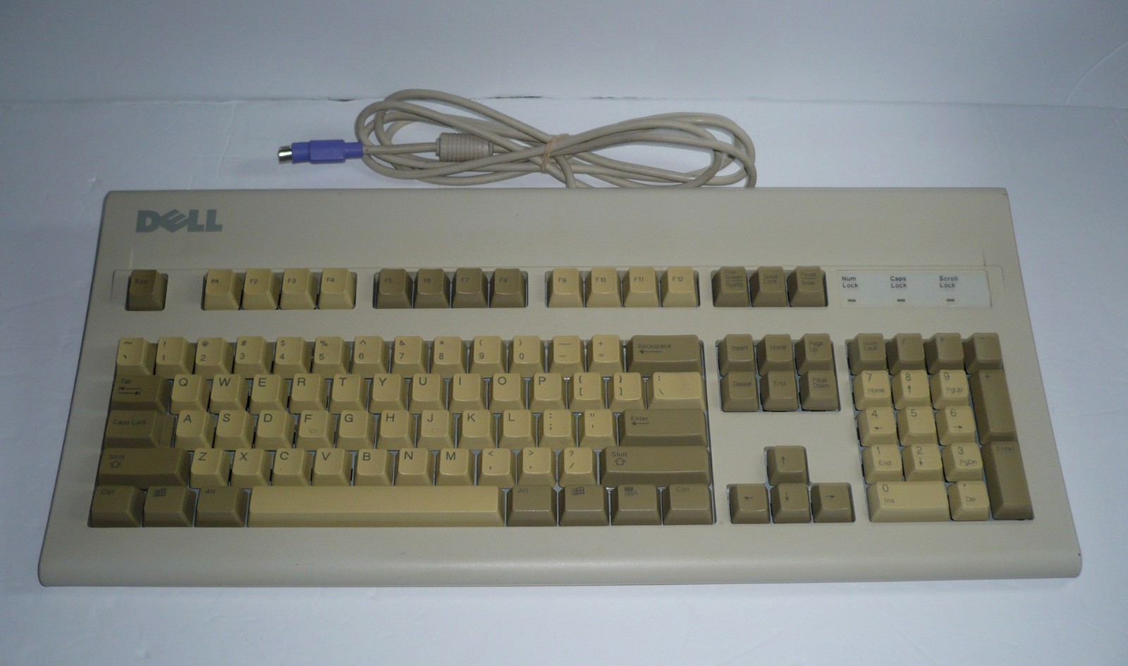 Vintage Dell AT101W GYUM90SK 6780D ps/2 'Clicky' Mechanical Beige Keyboard