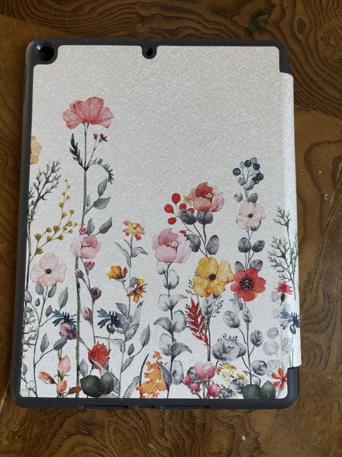 Floral Folding Folio Case for Apple iPad, Synthetic Leather, Stand, White