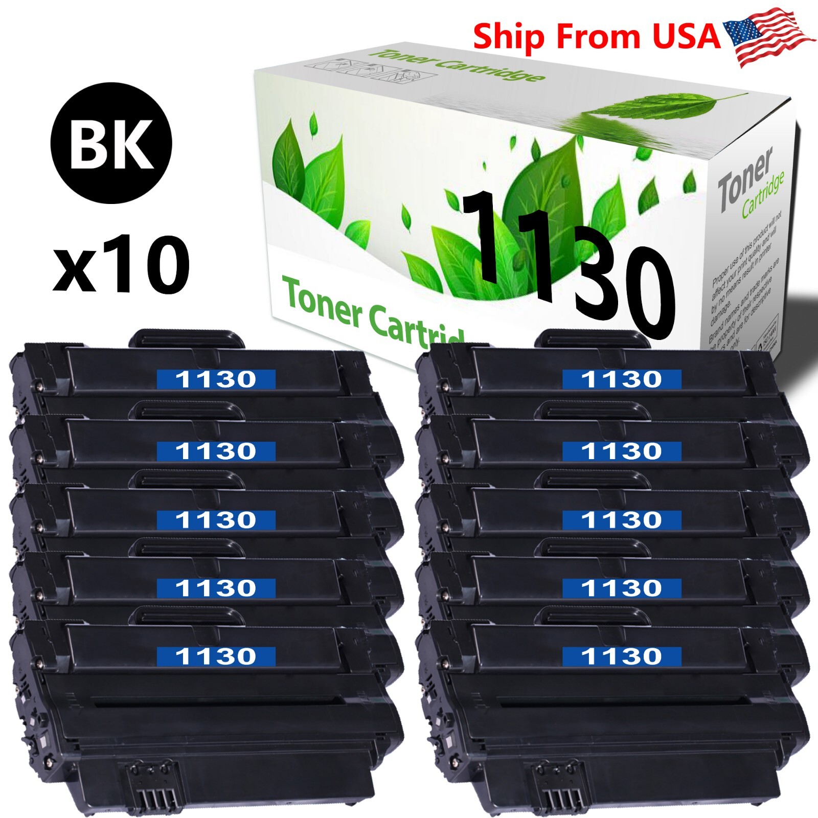 10PACK DELL 1130 Toner Cartridge Fit For Dell 1133 1130n Printer