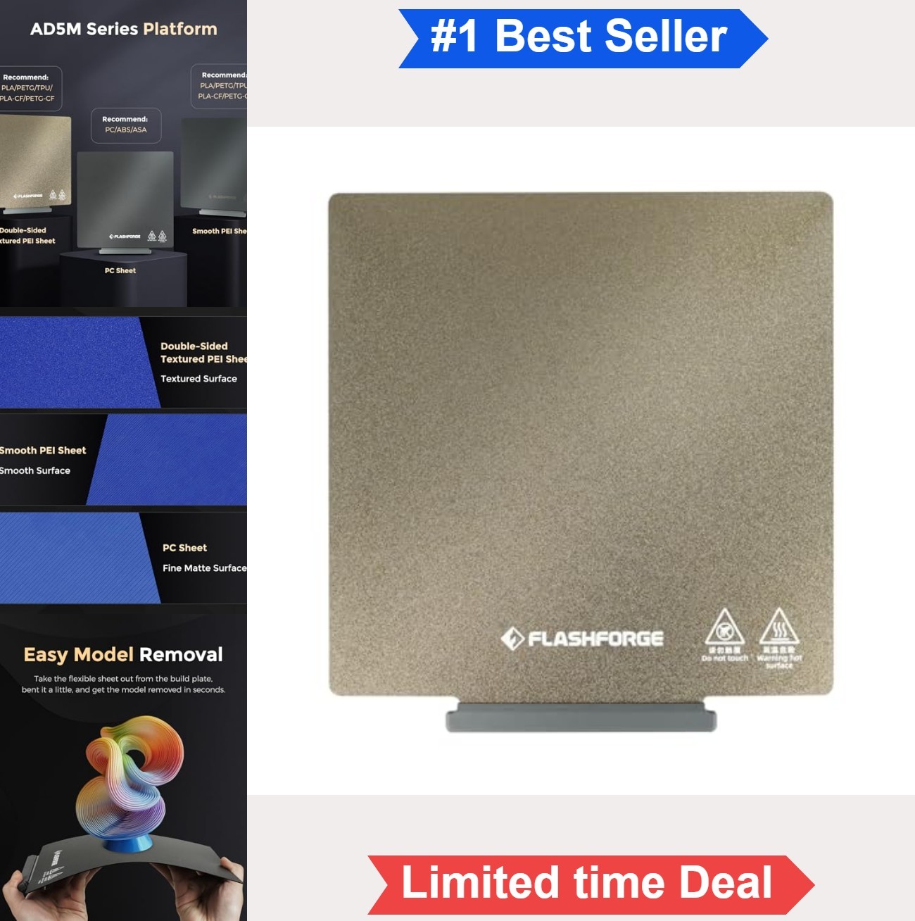 Double-Sided Textured PEI Sheet Flexible Build Plate for PLA PETG TPU CF