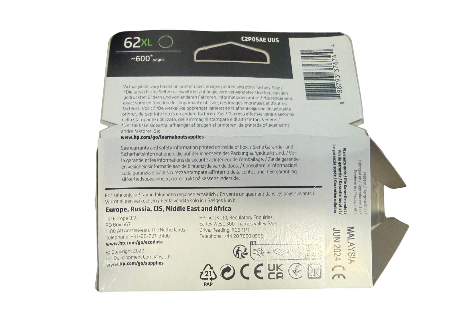 HP N9H67FN (62XL + 62) Black High Yield and Tri-Color Combo Pack Cartriges
