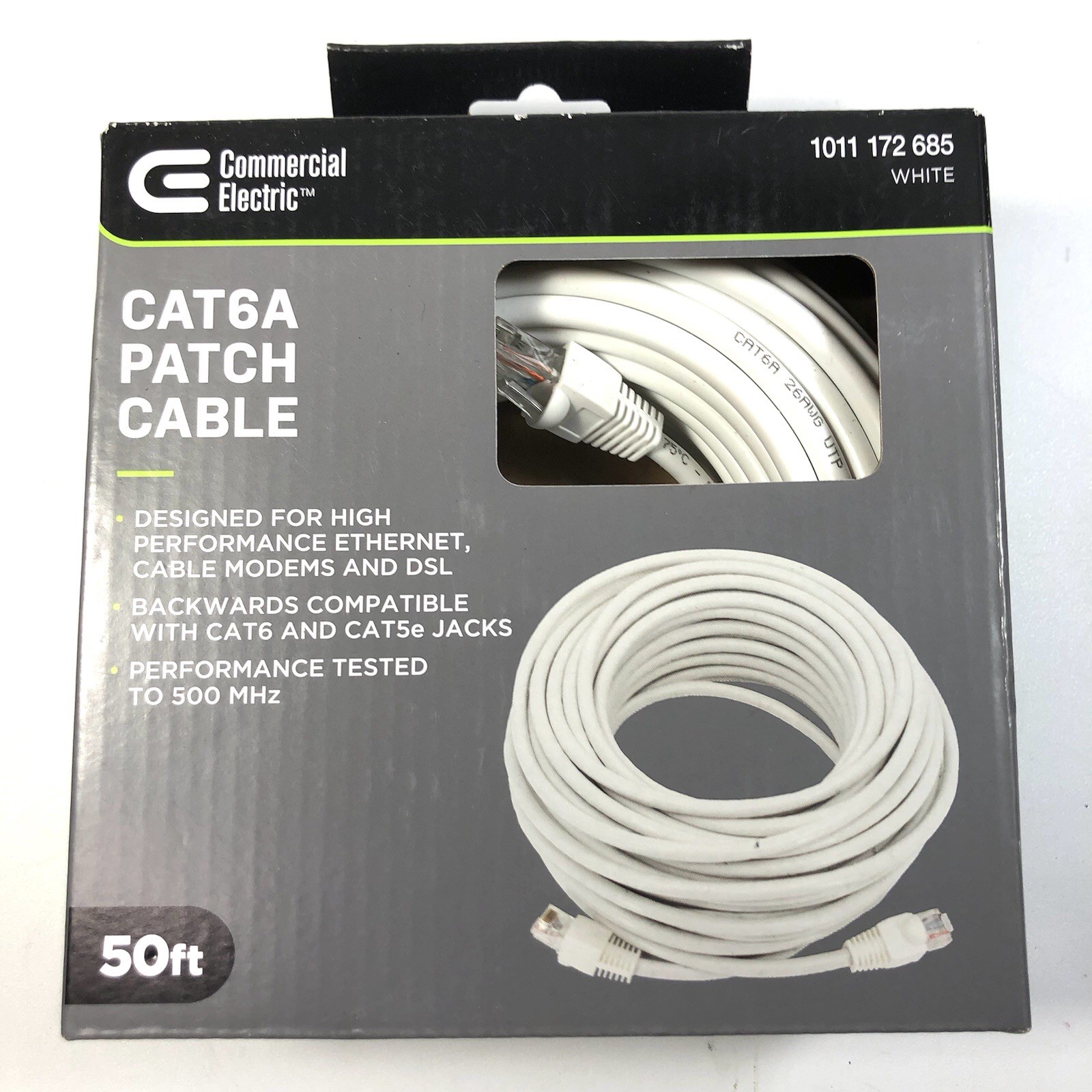 Commercial Electric 50ft CAT6A Patch Cable 1011 172 685 White