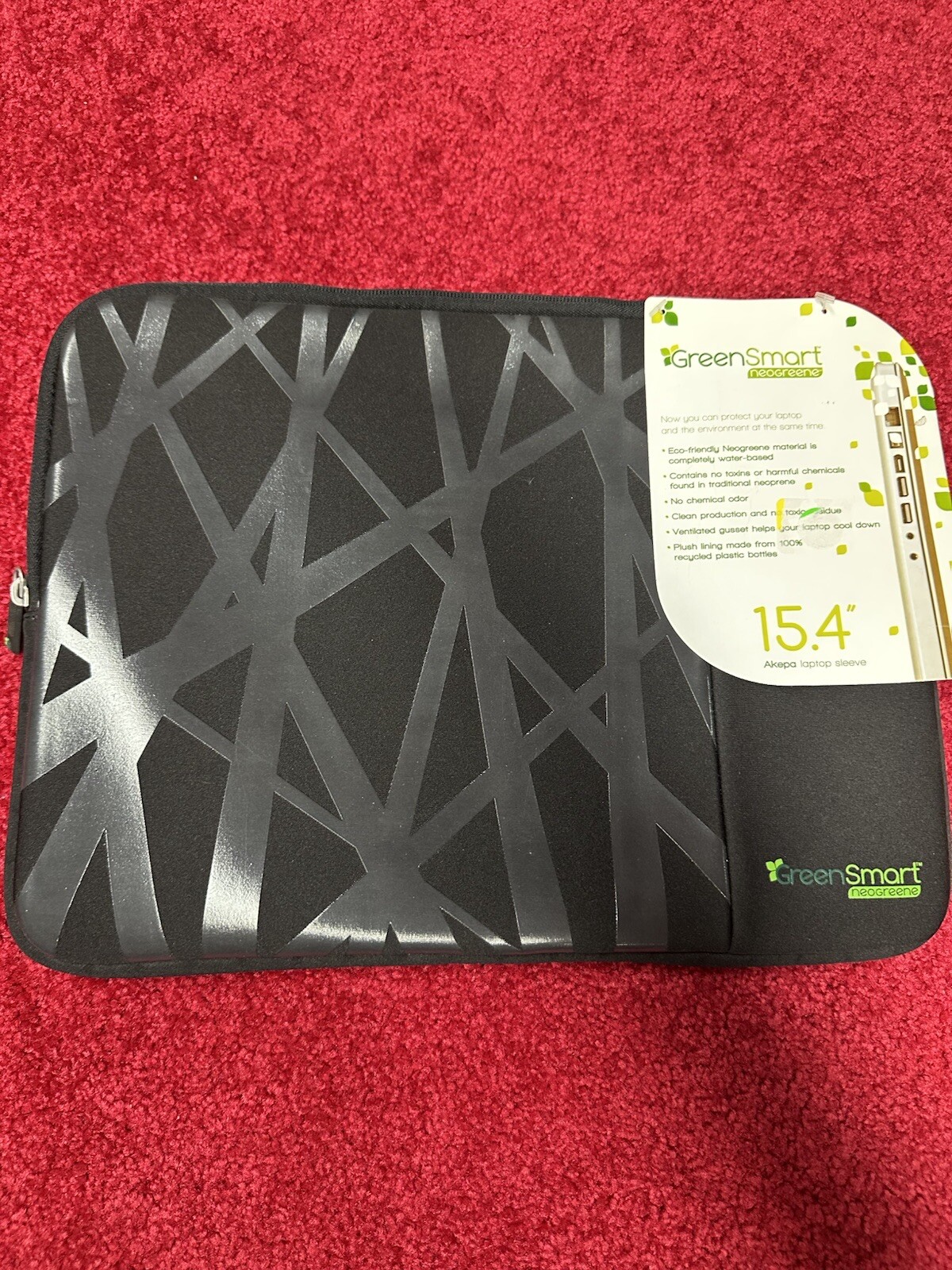 Green smart Neogreen Neoprene Laptop Case 15.5 Black