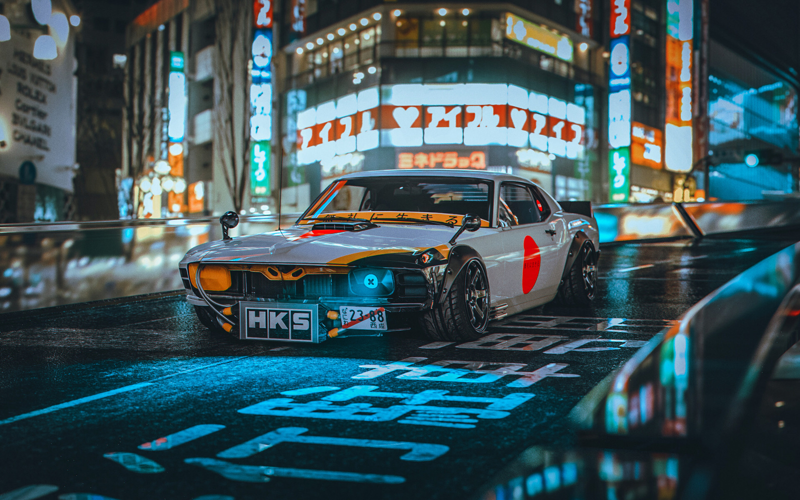 Landscape car cgi japan flag architecture vehicle Custom Gaming Mat Desk