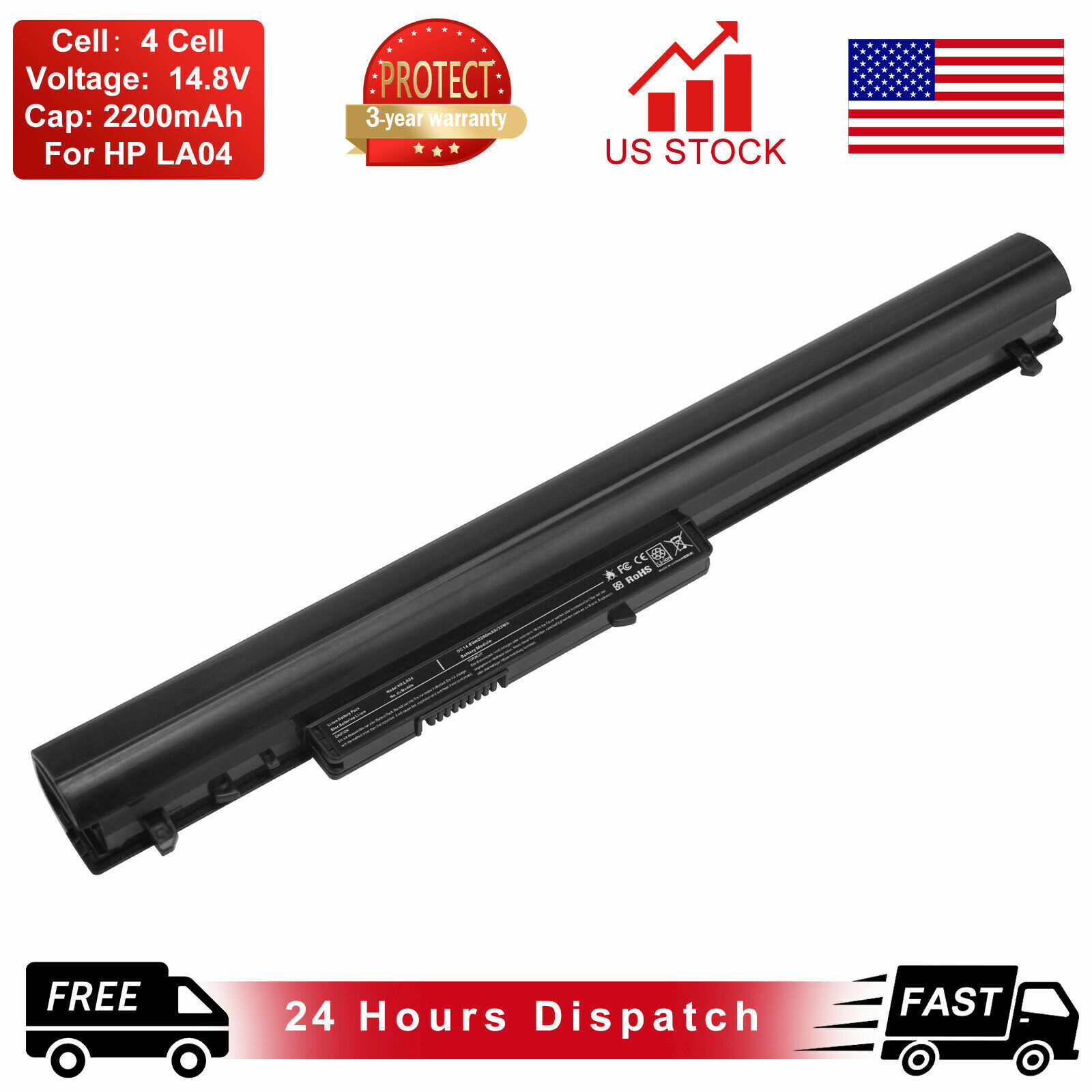 Laptop Battery LA04 For HP Pavilion 14 15 TouchSmart Series 728460-001 TPN-Q131