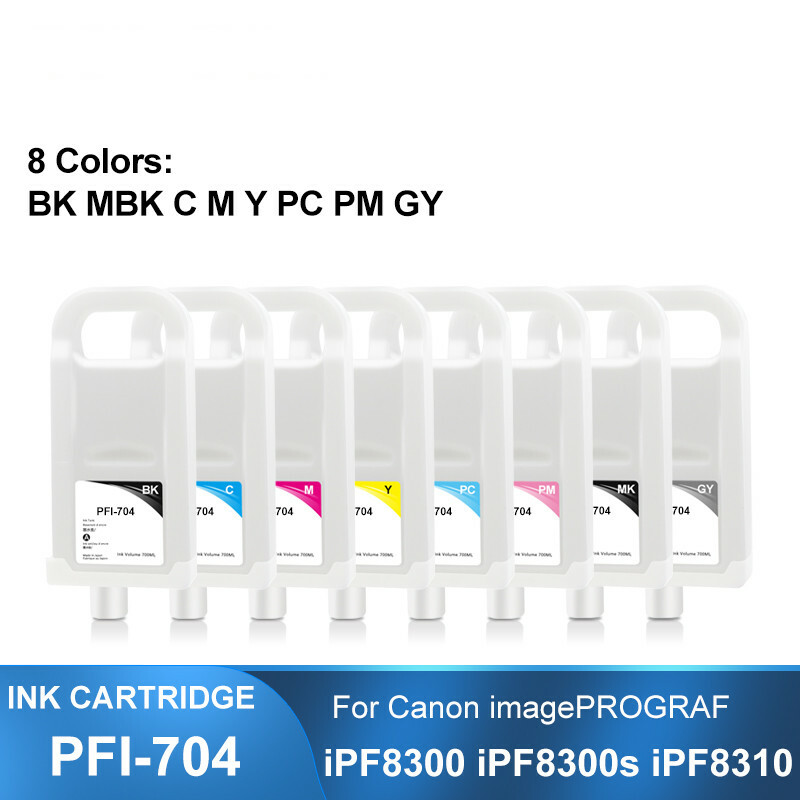 Refillable Ink Cartridge Set 8 Colors PFI-704 for Canon iPF8300 Series Printers