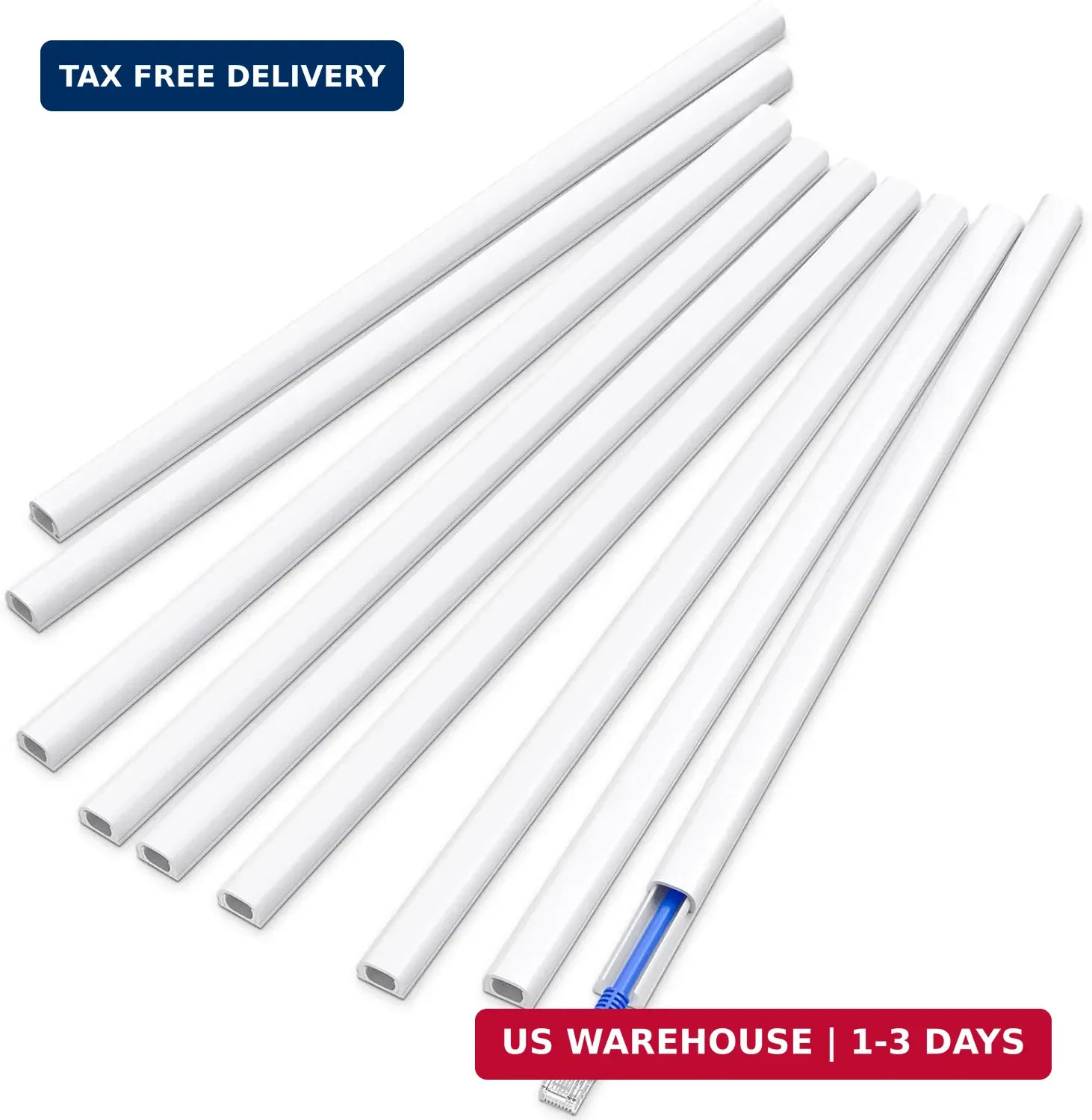 128in Cord Hider for 1 Cord, Self-Adhesive Cord Covers for Wires on Wall, Easier
