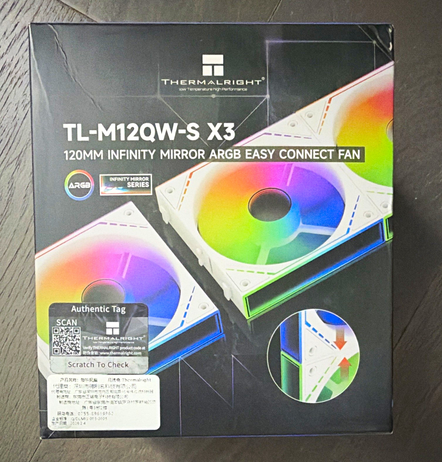 Thermalright TL-M12QW-S X3 120mm ARGB Infinity Mirror White Fan 3-Pack 4-Pin