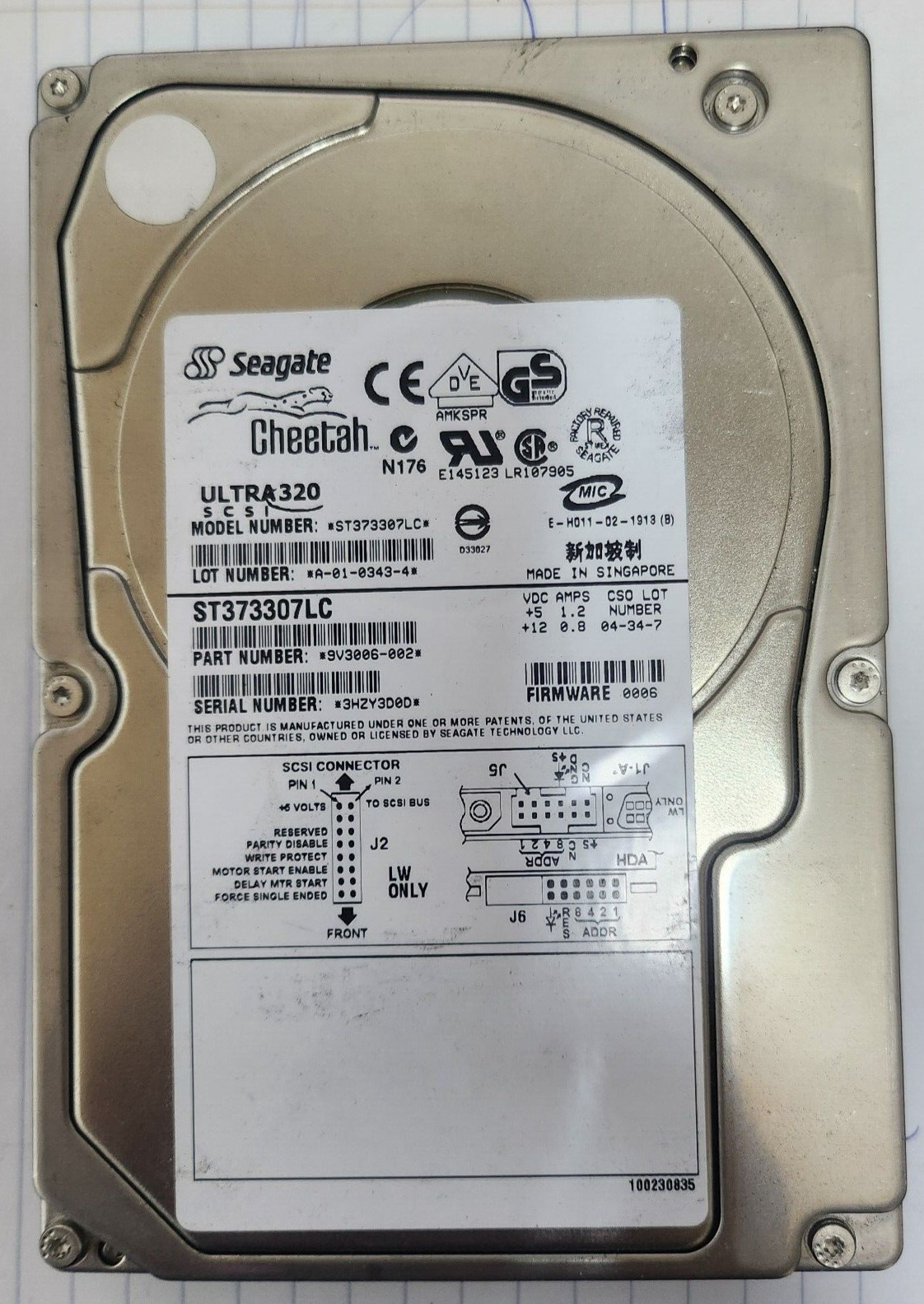 SEAGATE ST373307LC 73GB 80-PIN ULTRAU320 3.5" SCSI Hard Disk Drive