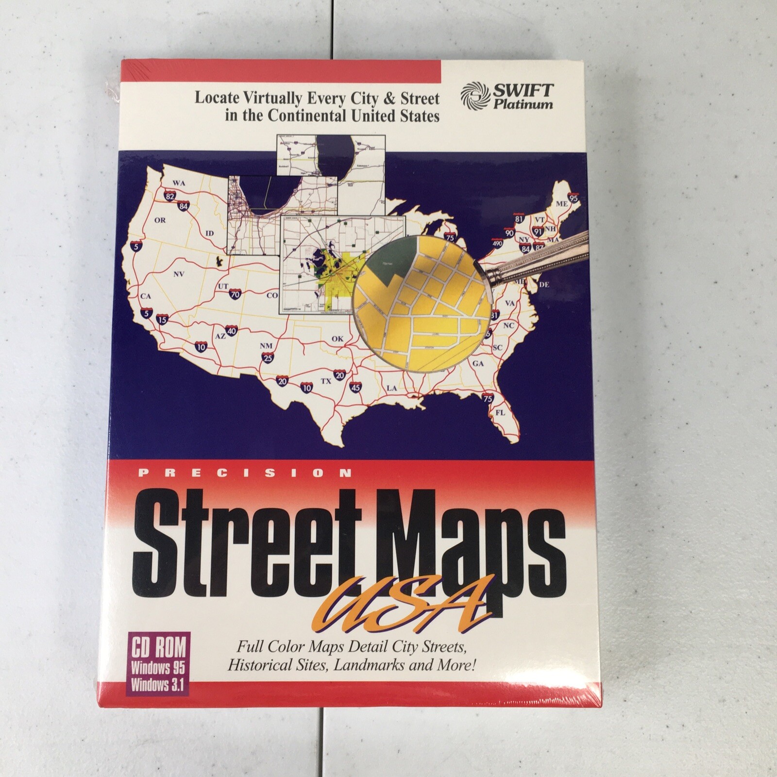 Swift Platinum - Street Maps USA - PC - New in box CD Rom Windows 95