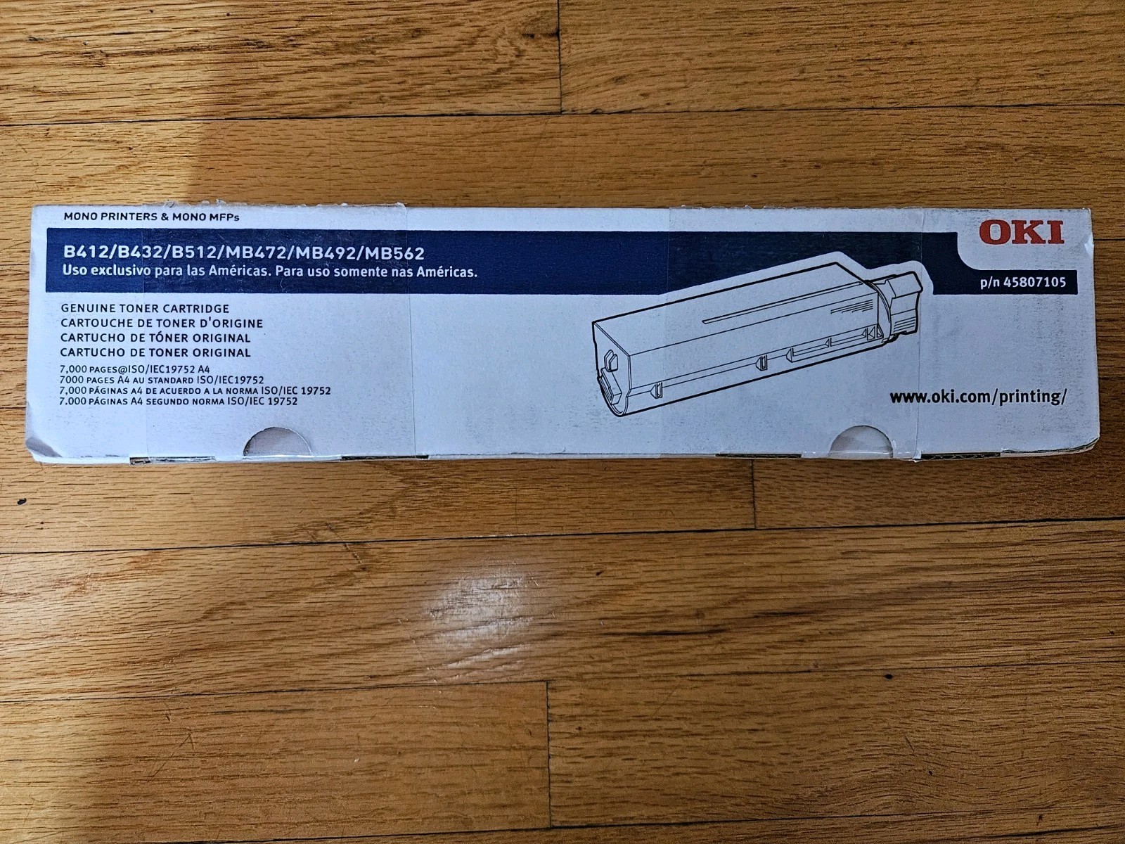 OKI 45807105 Black Genuine Original Toner for B412 B432 B512 MB472 MB492