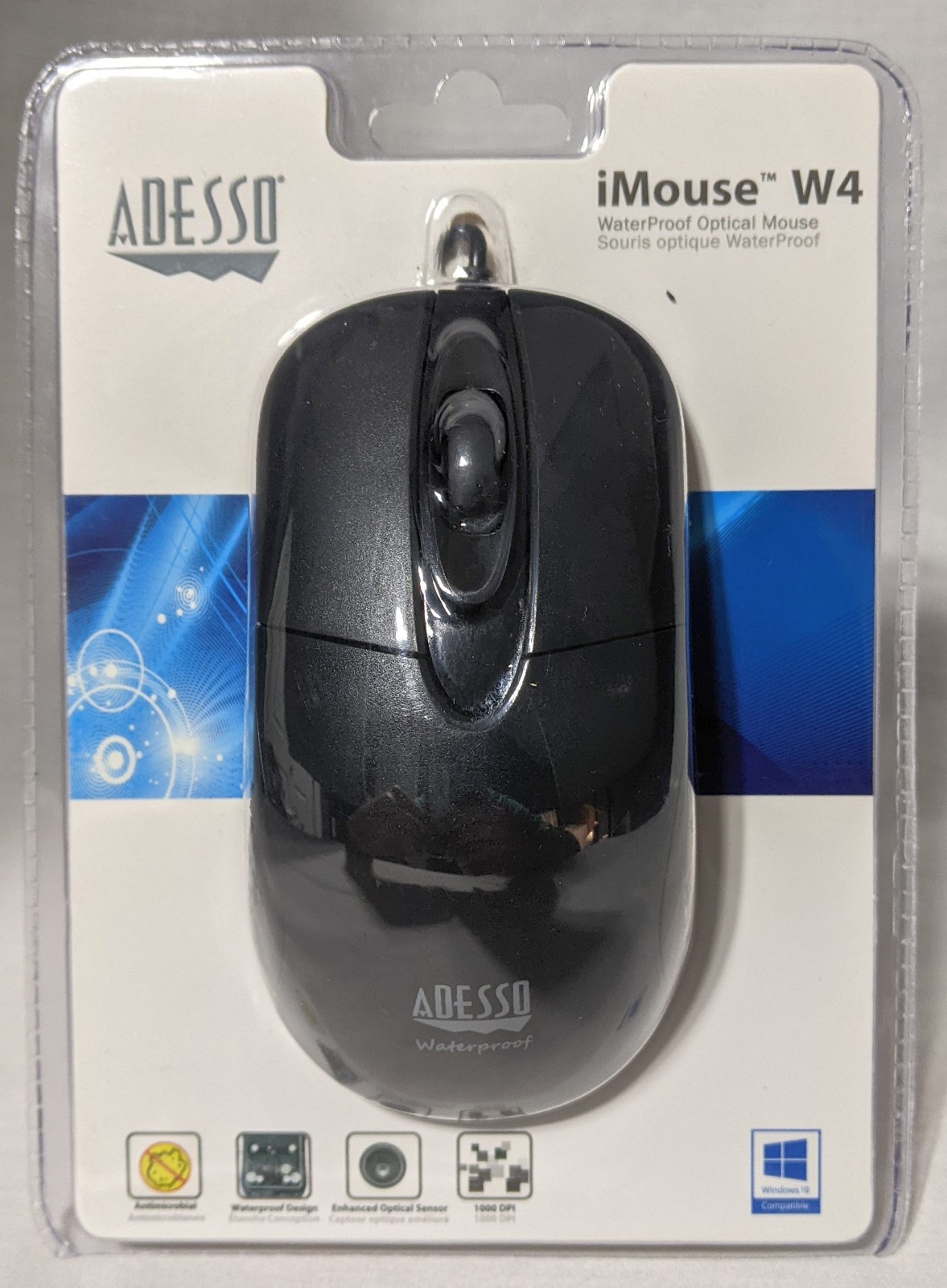 NEW NIB Adesso iMouse W4 Wired USB IP66 Waterproof Antimicrobial Optical Mouse
