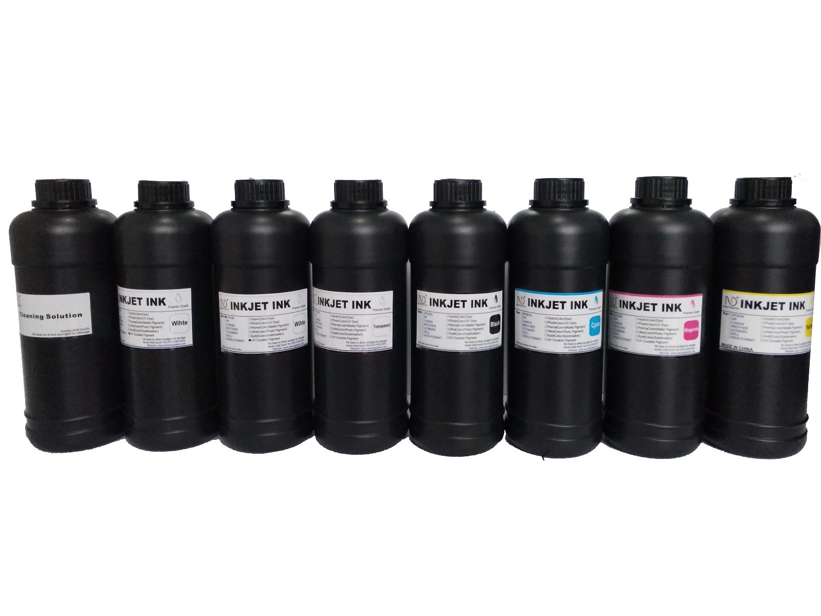8x500ml ND® Premium LED UV Curable Inkjet Inks for DX5 DX7 printhead printers