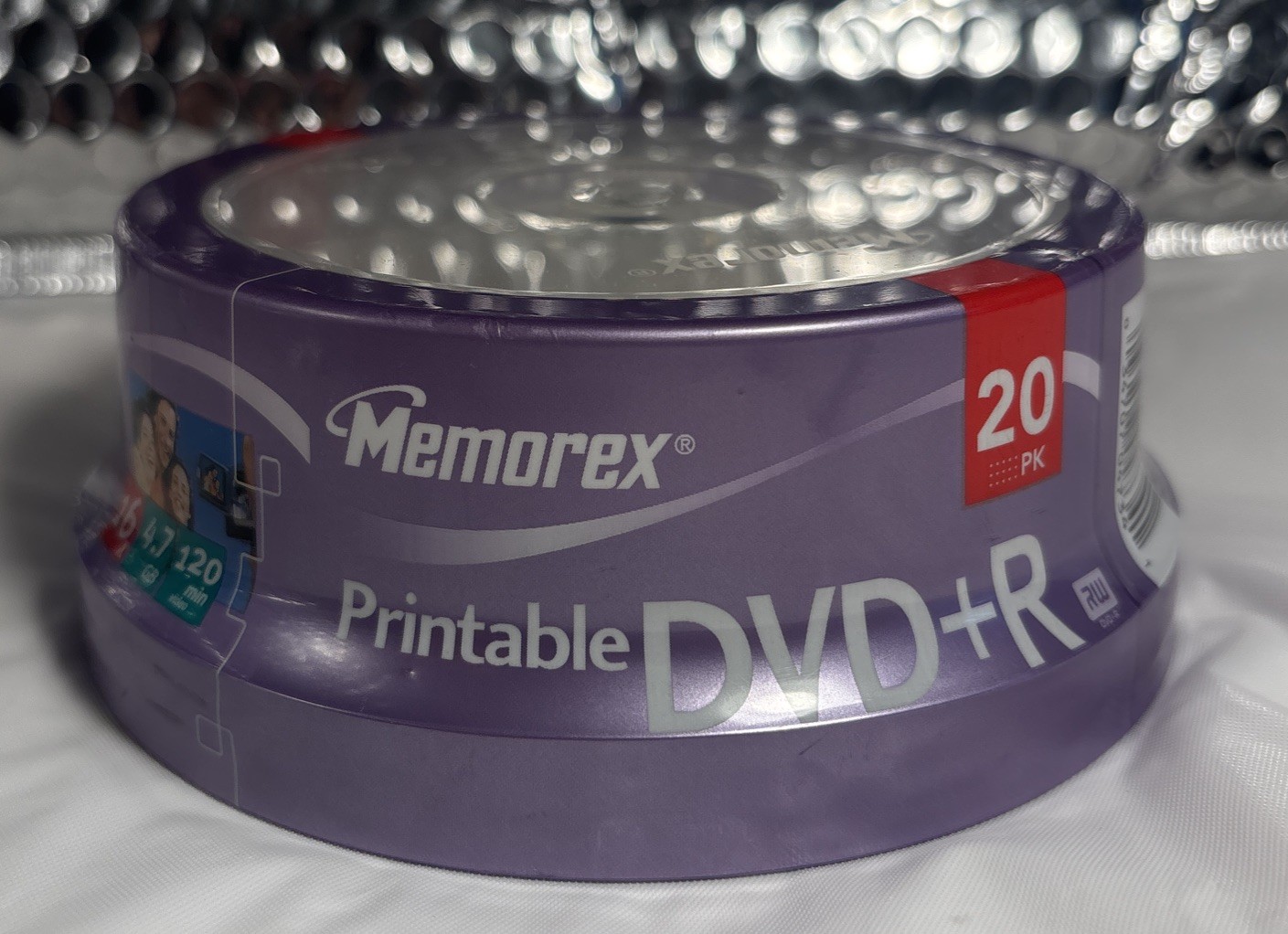 20 Pack Blank DVD+R Memorex 16x 4.7GB 120 Minutes Spindle Printable Sealed