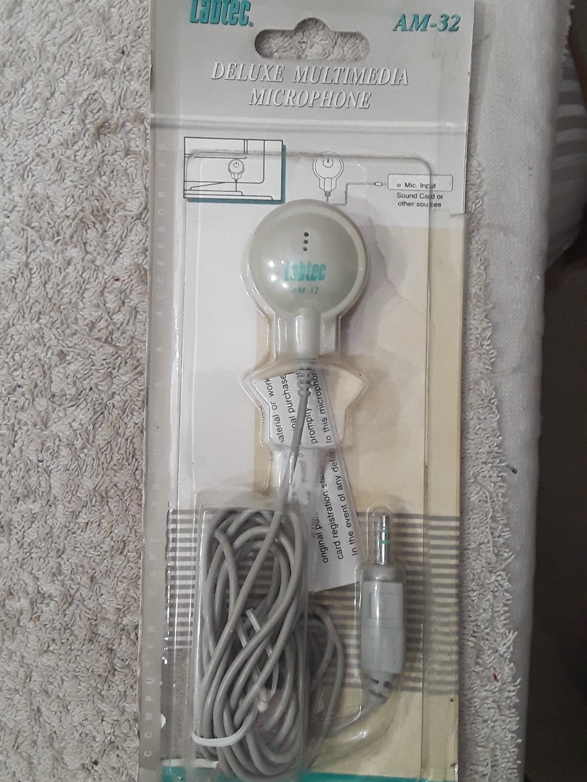 NOS Labtec AM-32 Deluxe Computer Lapel Microphone