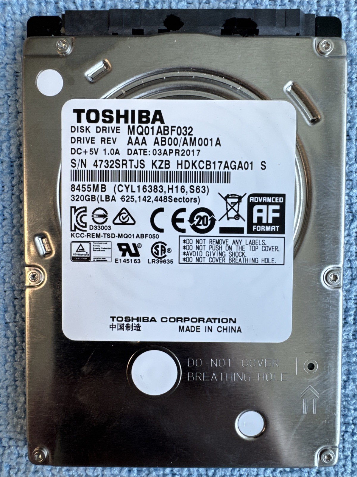 Toshiba MQ01ABF032 320GB 2.5" SATA Laptop Internal Hard Drive HDD
