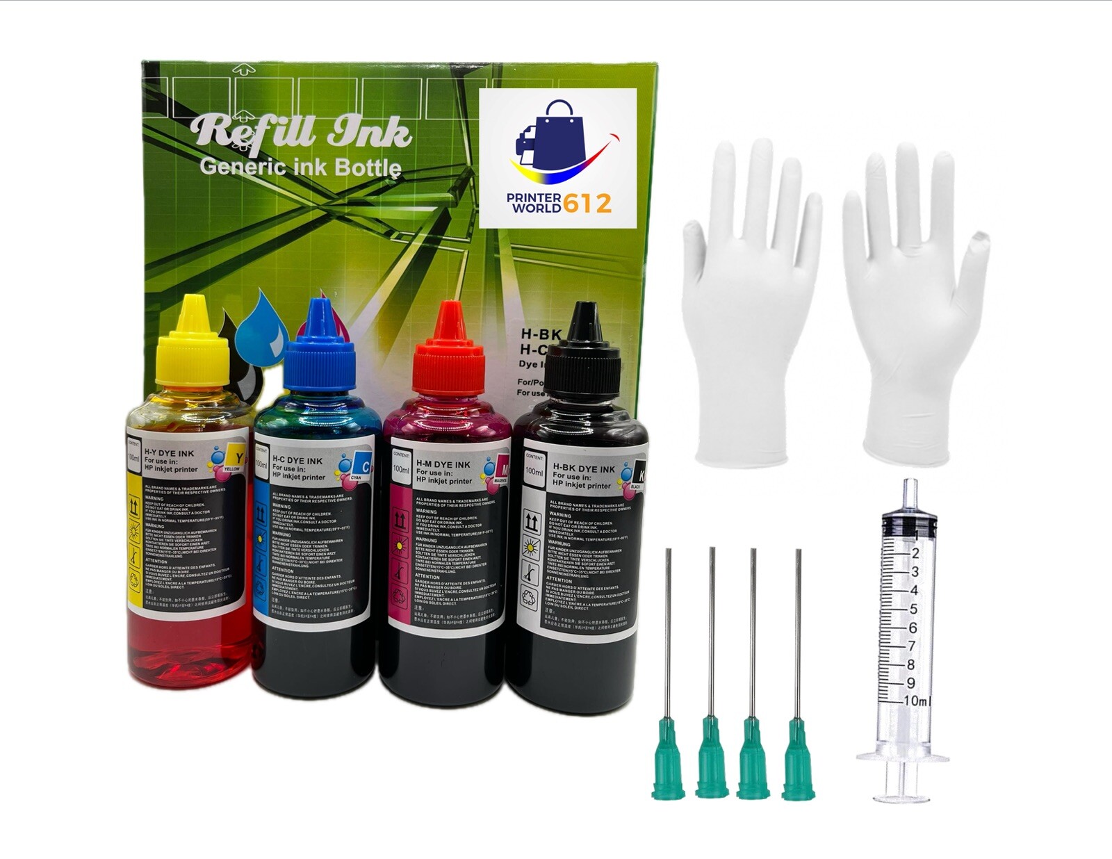 PRINTERWORLD Bulk refill ink for HP inkjet printer 4 colors
