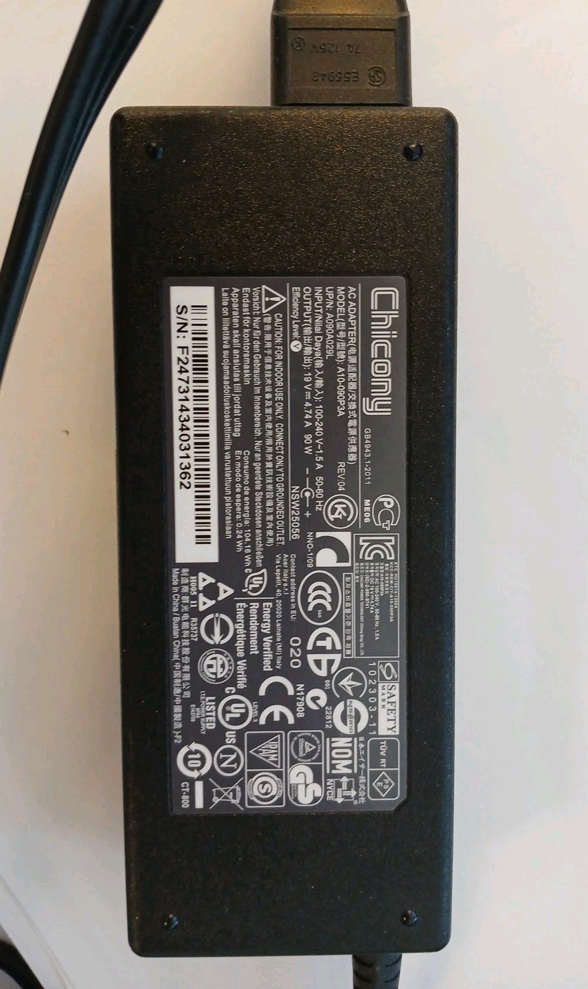 Chicony, Original A10-090P3A Laptop AC Power Adapter Charger Cord 4.74A 19V