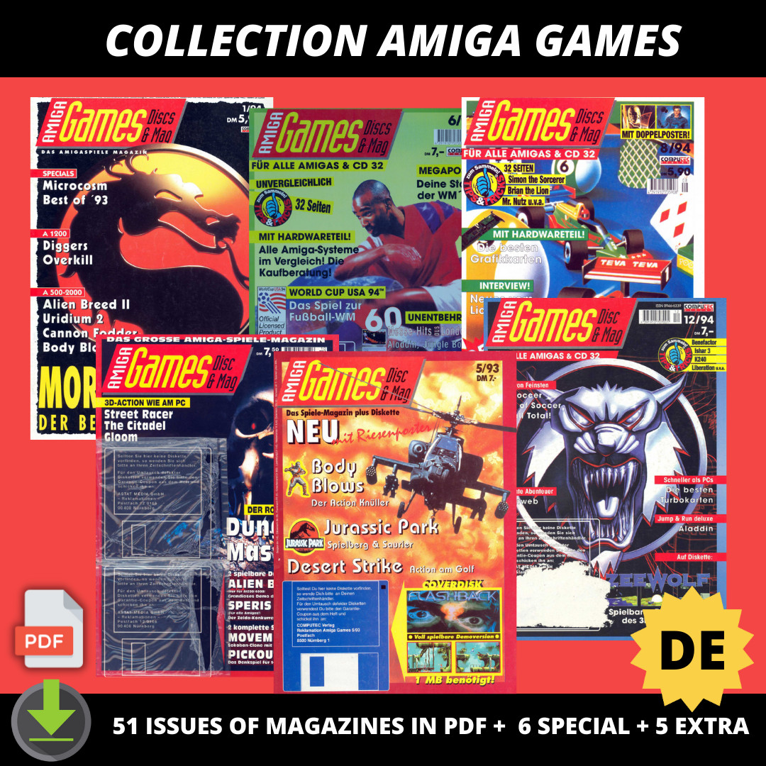 Collection Amiga GAMES 51 issues of magazines in PDF DE + 6 SPECIAL + 5 EXTRA