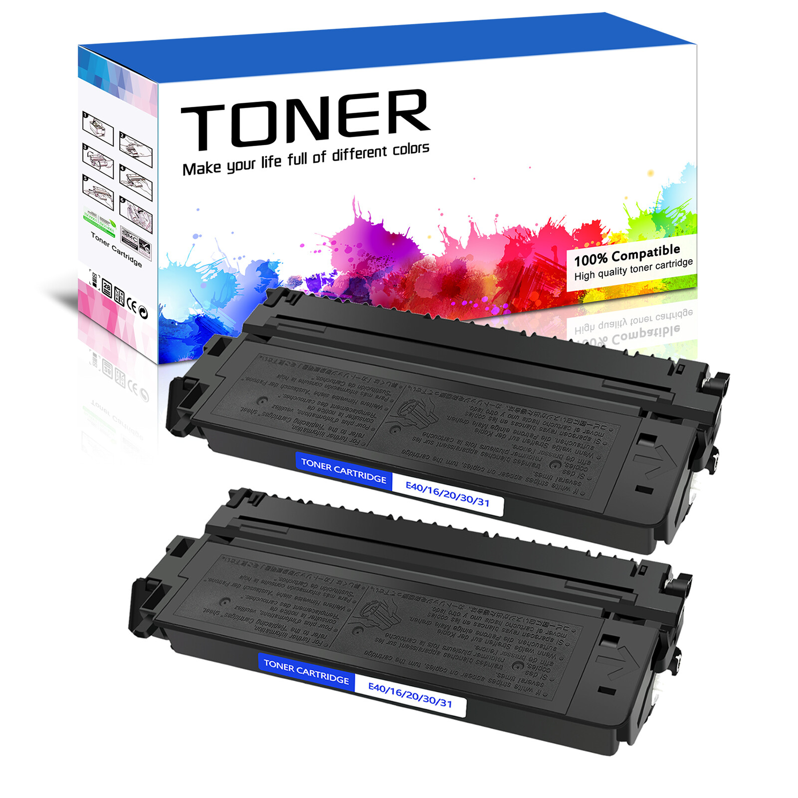2 PACK Black E40 Toner for Canon E-40 FC-220 FC-300 PC150 PC160 PC325 PC330