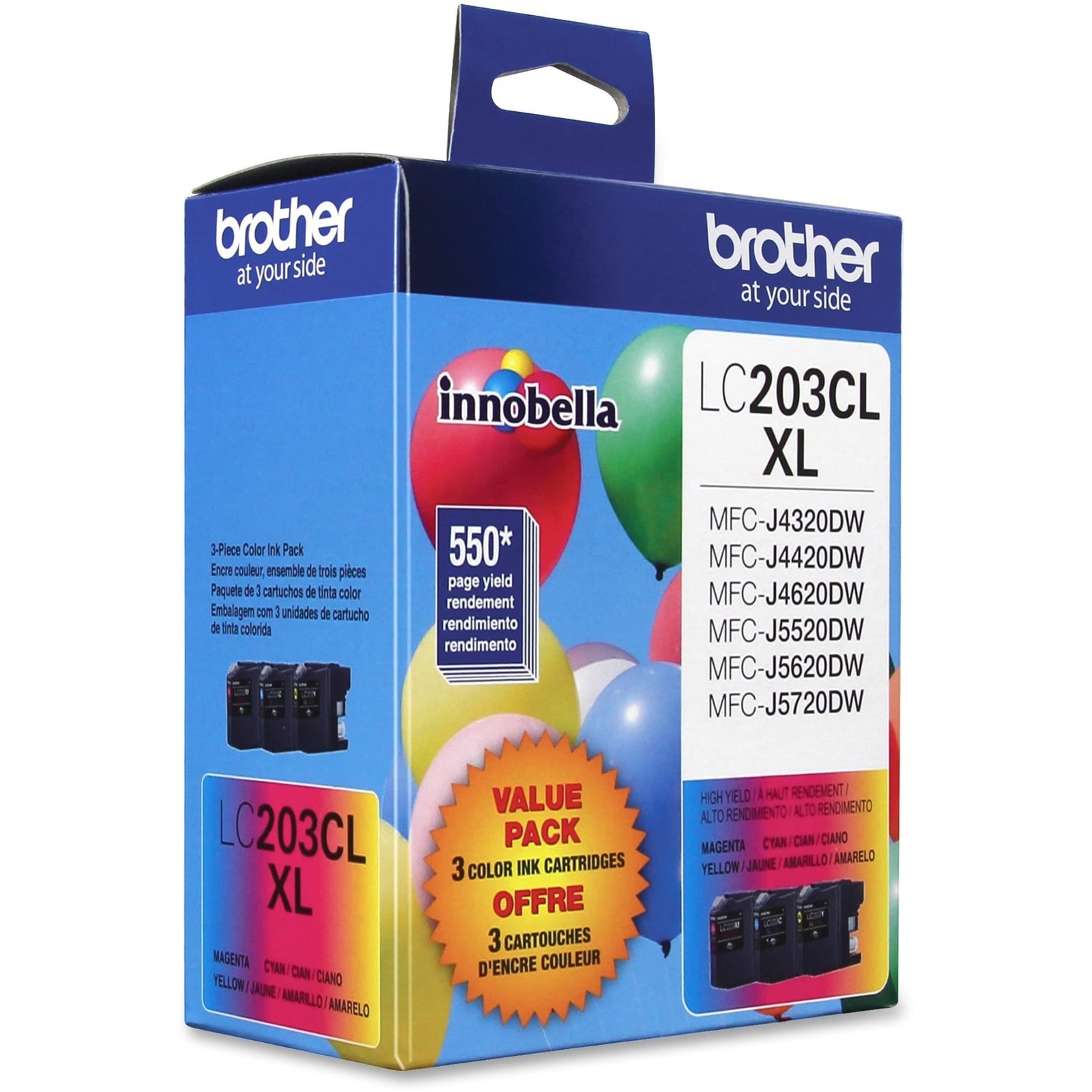 Genuine High Yield Color Ink Cartridges, LC2033PKS, 3-Pack, Cyan, Magenta, Ye...
