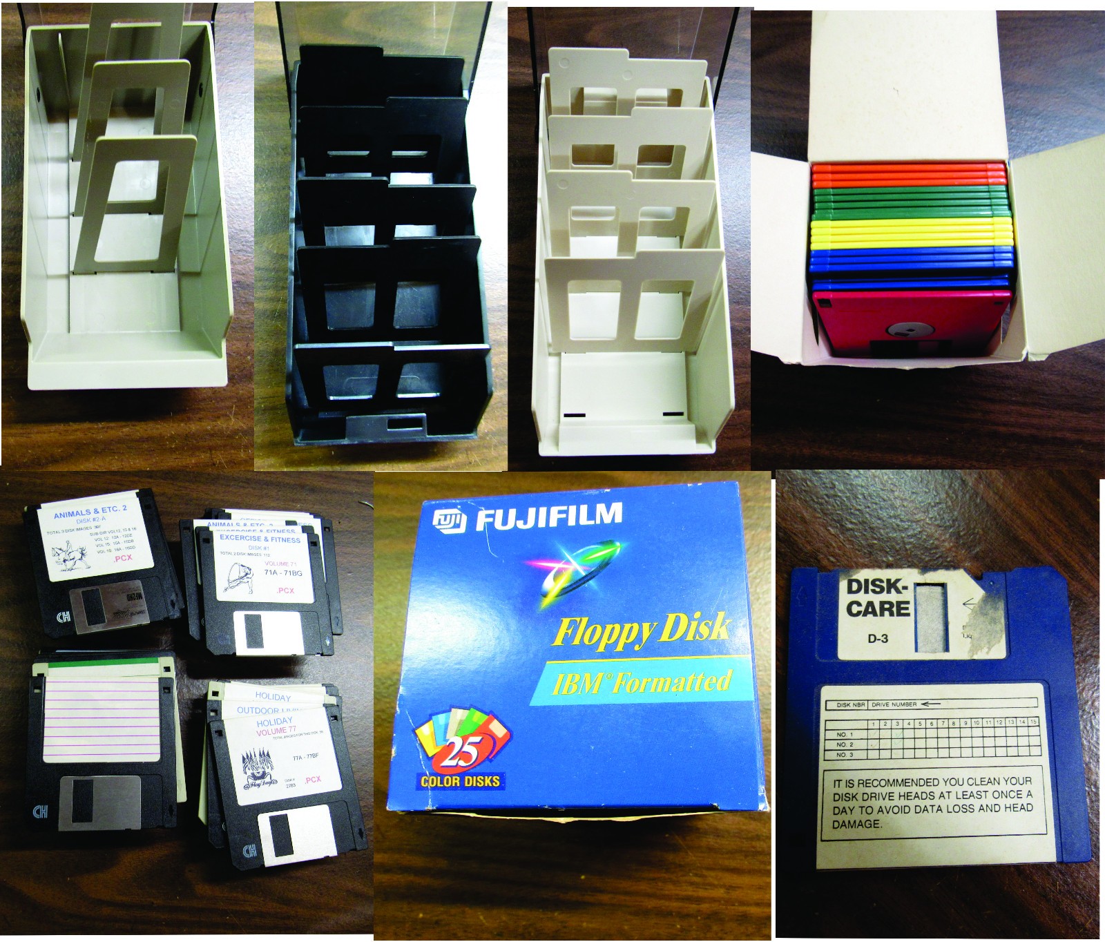 3 Vintage 3.5" disk boxes with 42 used disks 18 new disks & 1 used cleaning disk