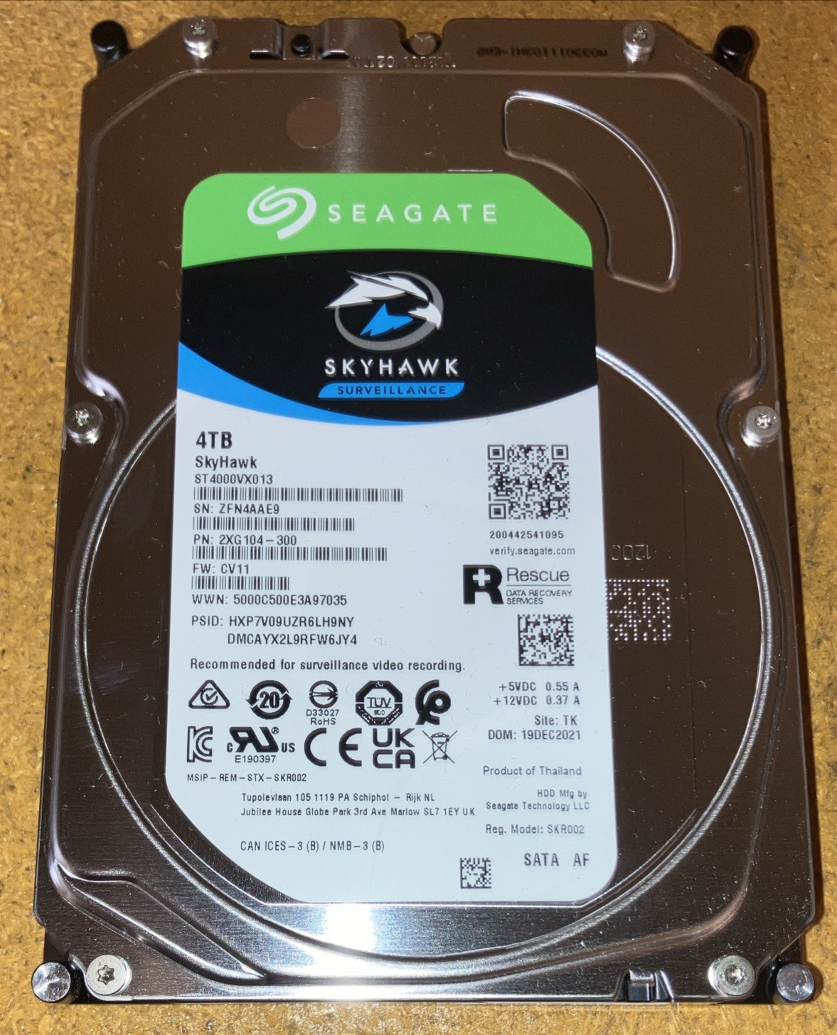 Seagate Skyhawk Surveillance ST4000VX013  4TB SATA 3.5" HDD 2XG104-300 TESTED A+