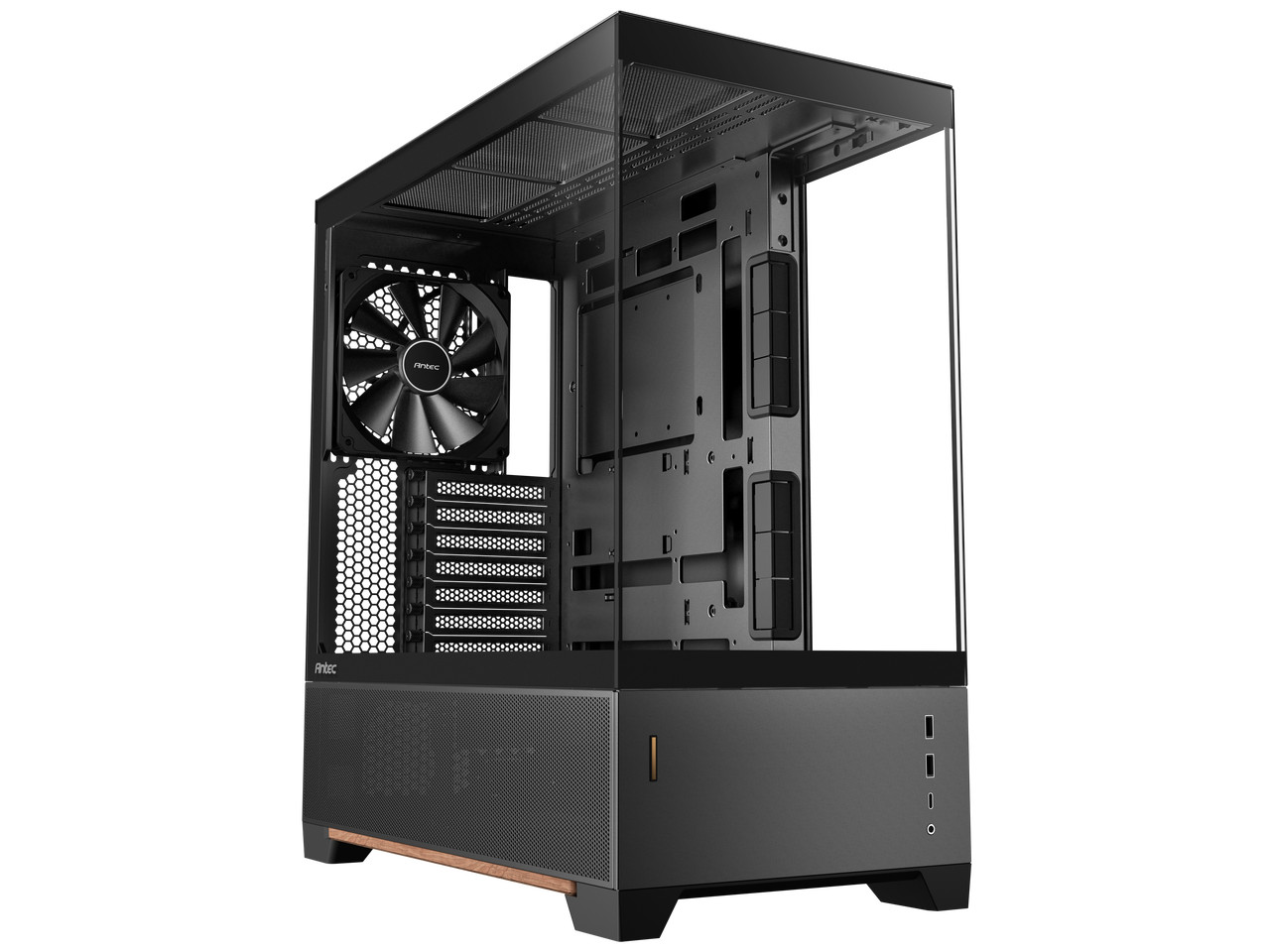 Antec C6 Wood Mid-Tower Case, Three-sided tempered glass, High Airflow, 3 PWM Fa