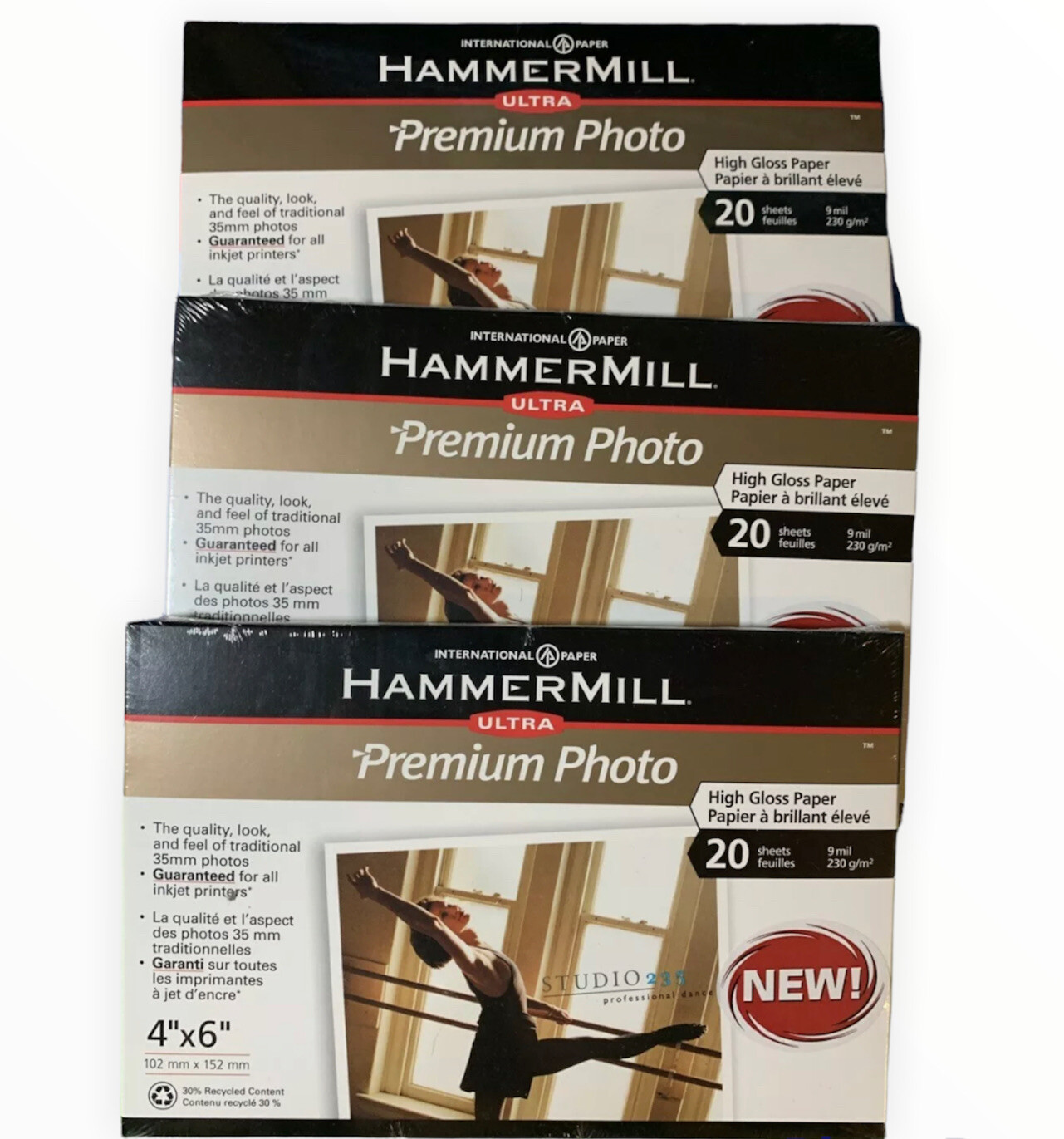 🔥 3 HammerMill Jet Print Photo Premium Paper 60 Sheets  4"x 6" HIGH GLOSS 🔥