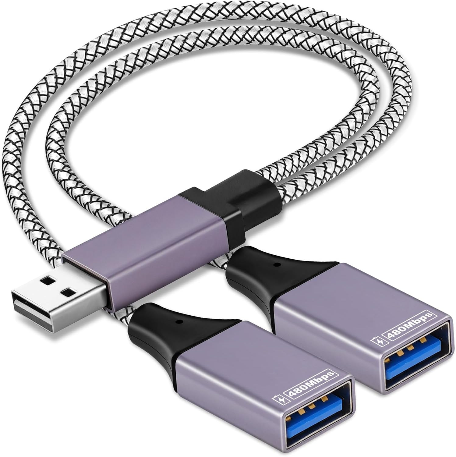 2026 Upgraded,Usb Splitter 1 in 2 Out Cable,Double USB Port Extender Power Split