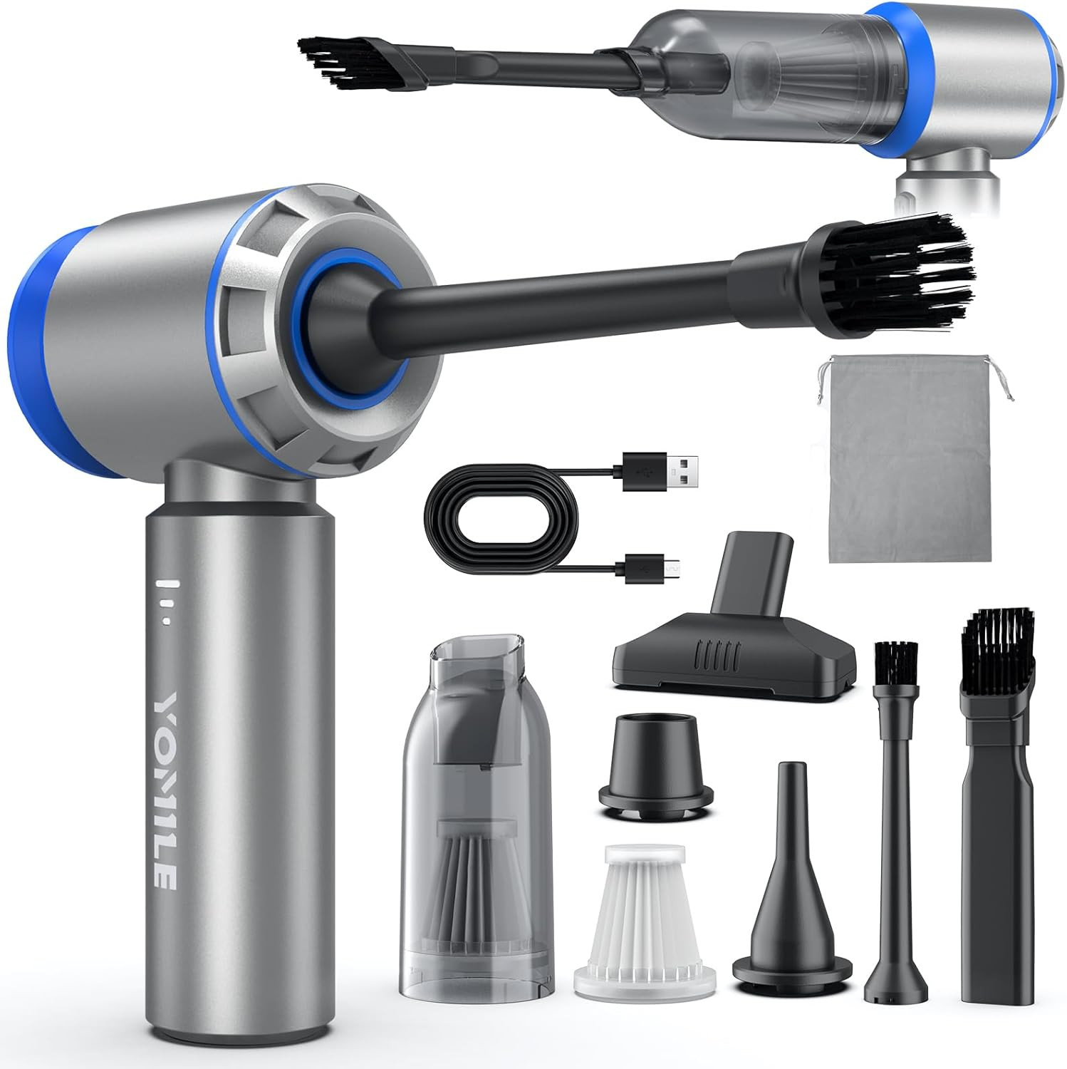 2-in-1 Cordless Air Duster 9000mAh Compressed Mini Car Vacuum Dust Blower