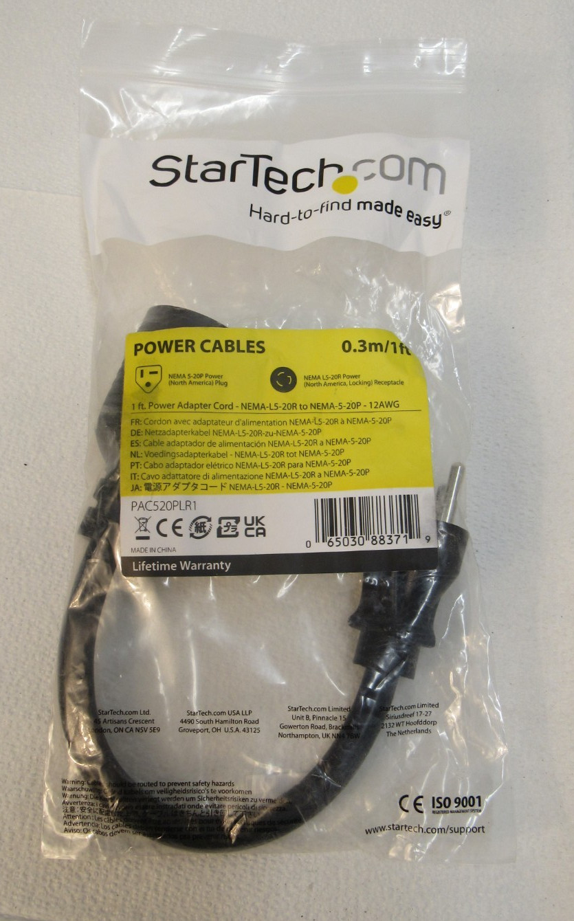 StarTech  1ft (30cm) Heavy Duty Extension Cord PAC520PLR1