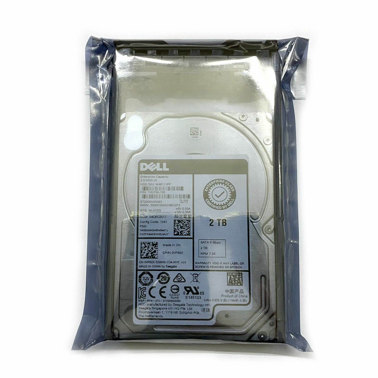 New Dell 2TB 0VR92X 2.5" 6Gb/s 7.2k SATA VR92X ST2000NX0423 HDD With tray Caddy