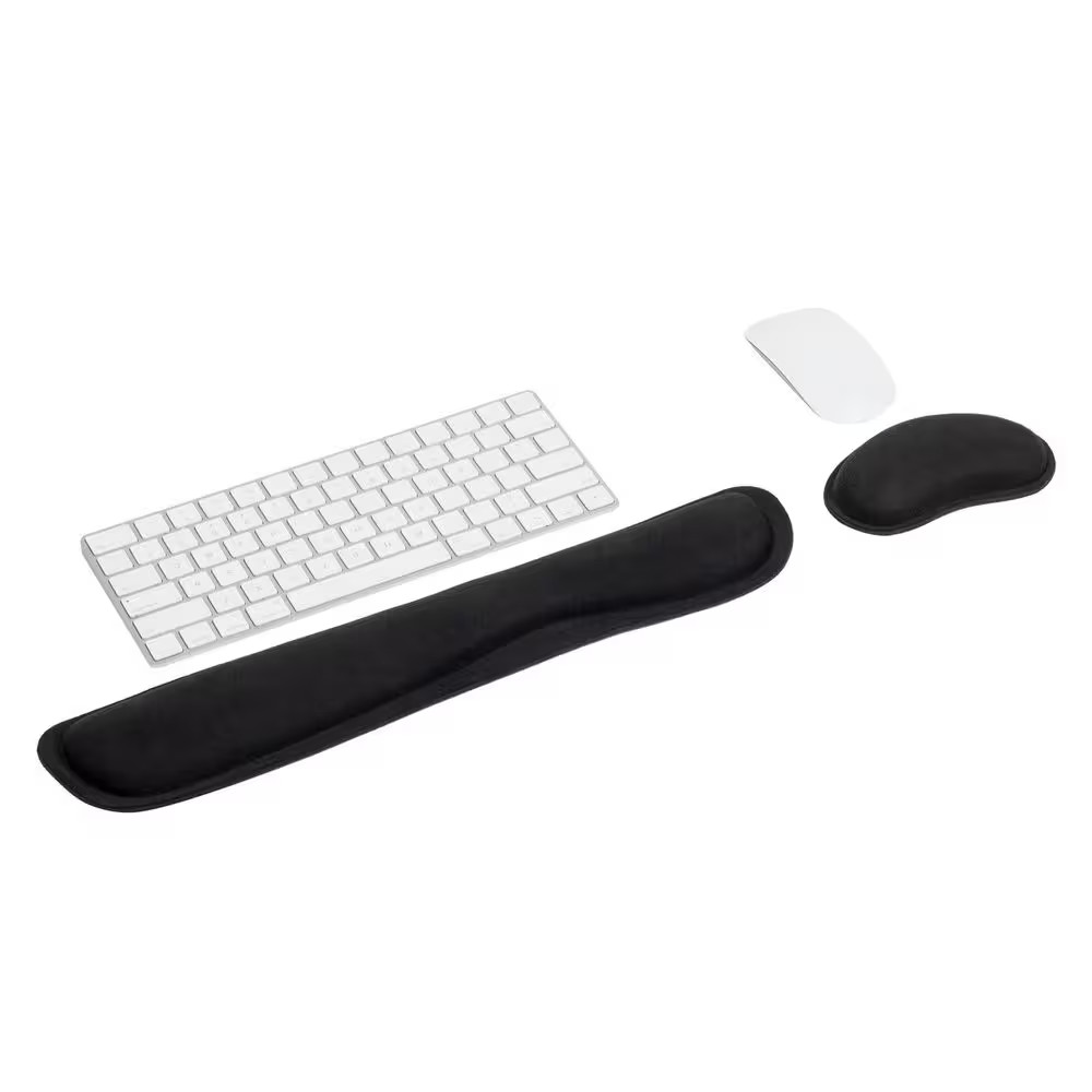3 In. W Rectangle Black Memory Foam Ergonomic Keyboard and Mouse Wrist Rest Set,