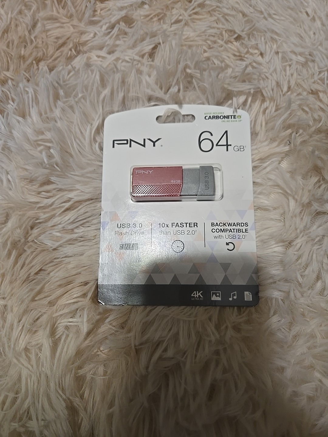 NEW/SEALED PNY USB 3.0 64GB Flash Drive P-FD64GELEDGE-GE Red/Gray 4K Ultra HD