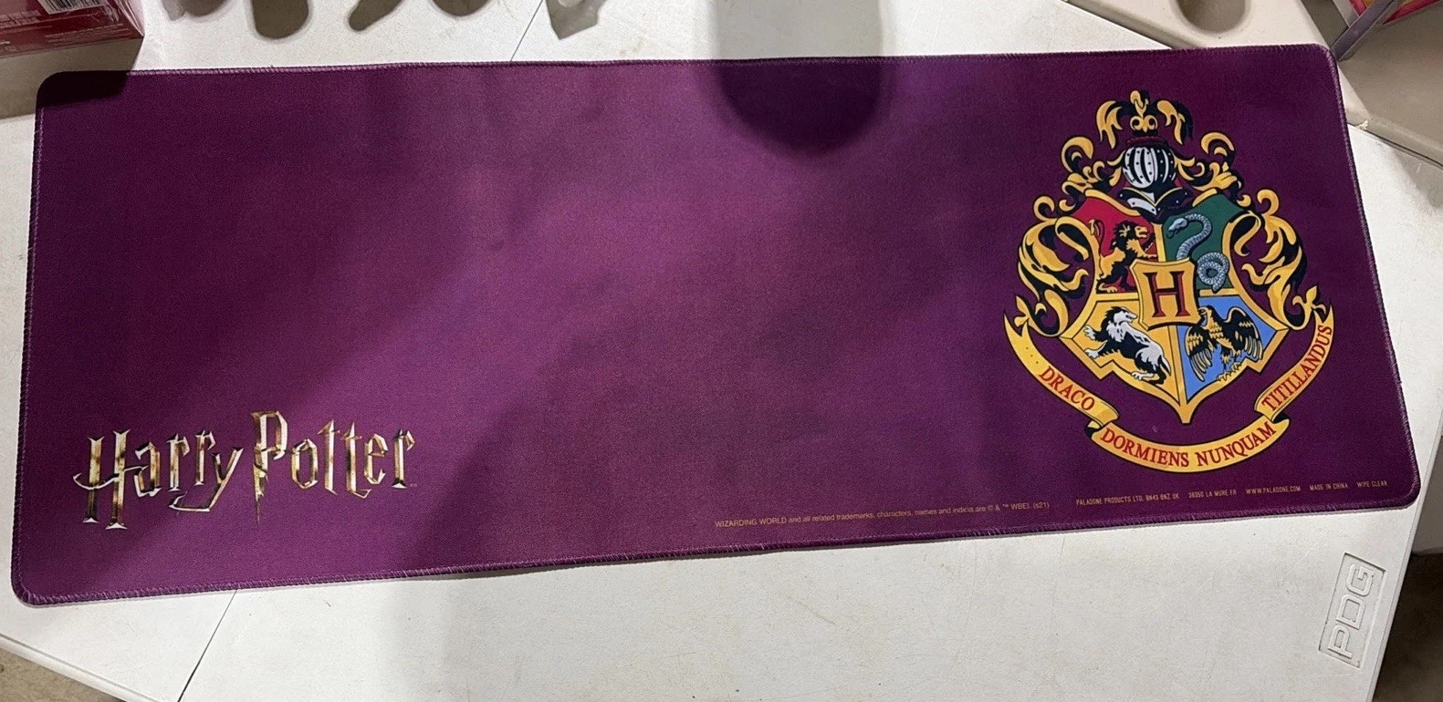 Wizarding World Harry Potter HOGWARTS CREST Large 11" x 31" Purple Desk Mat