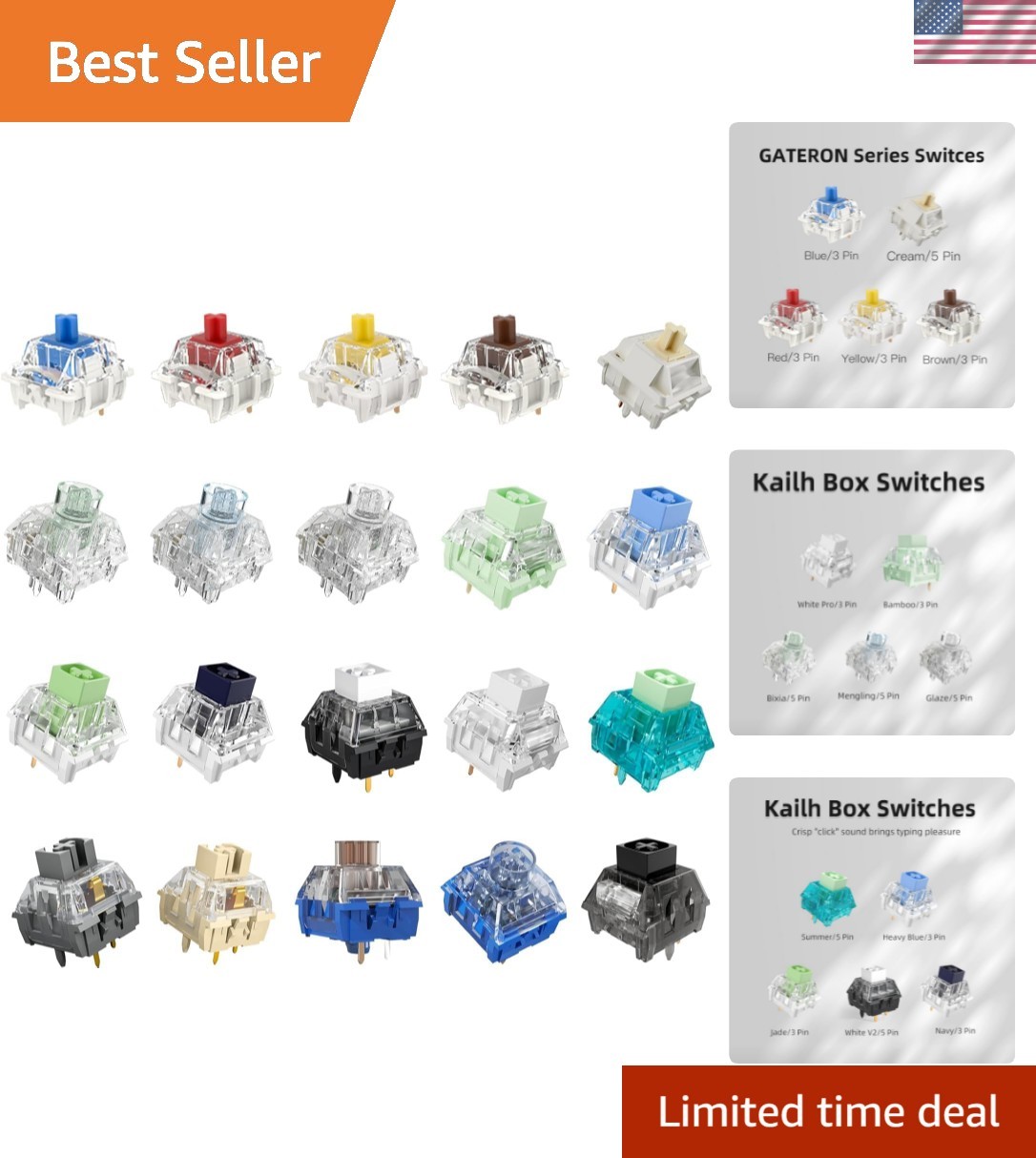 | Gateron Series Mechanical Keyboard Switches Sample Pack 20pcs
