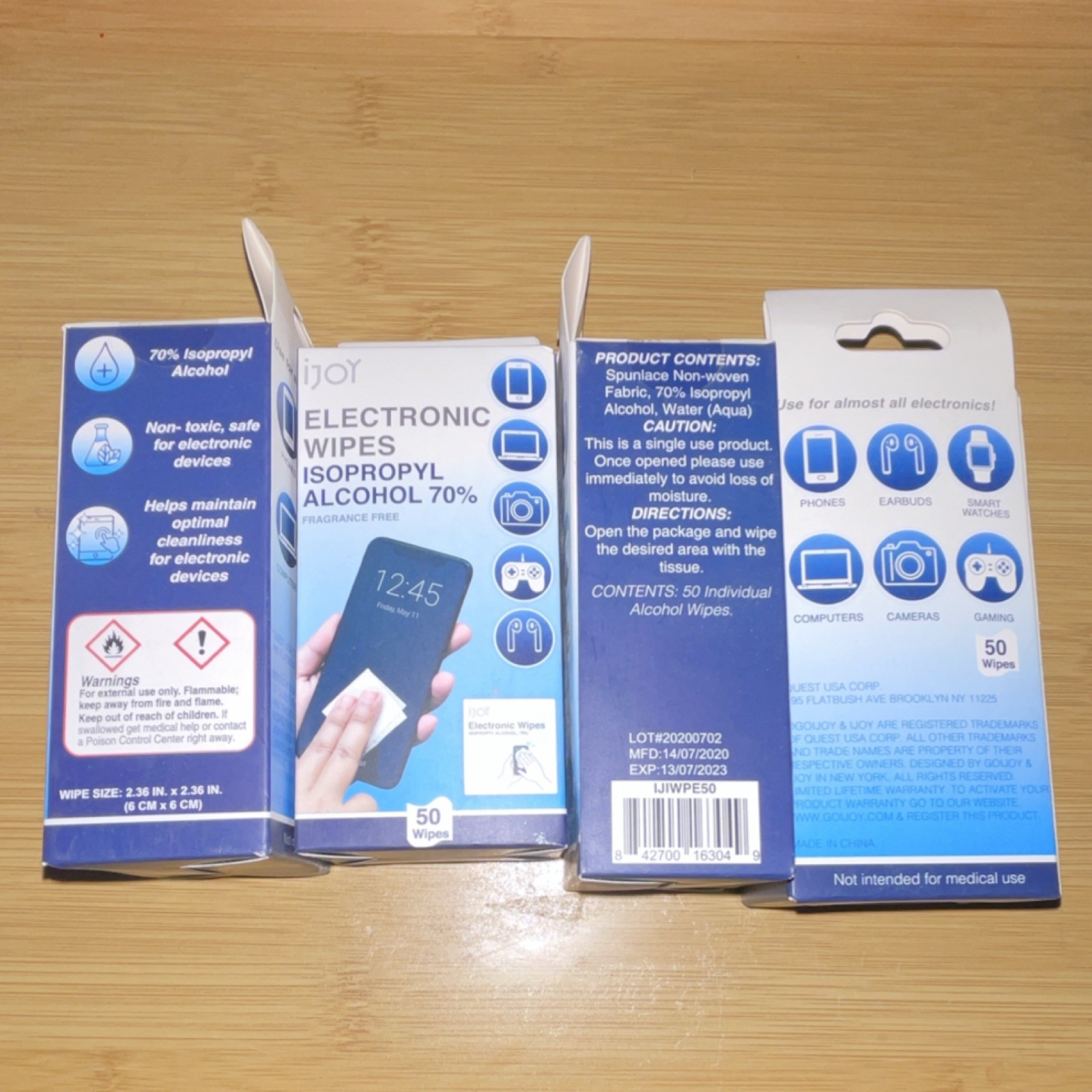 iJoy Electronic Cleaning Wipes 70% Isopropyl Alcohol Fragrance Free 50 Pack