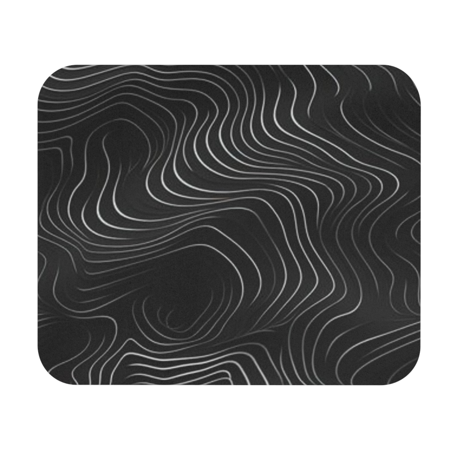 Topographic Line Art Mouse Pad | Black Contour Desk Mat