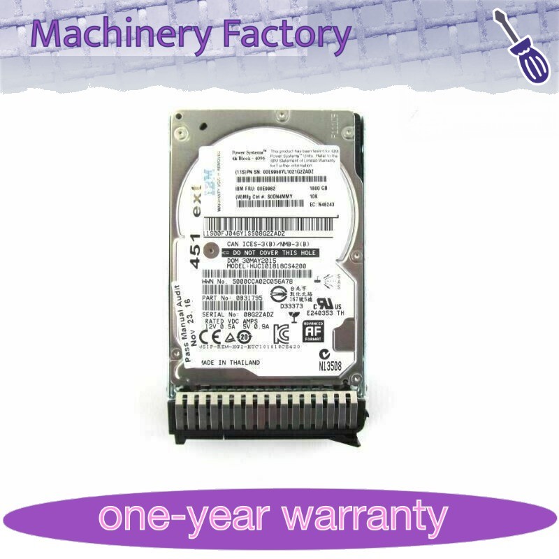 1PCS IBM 00E9958 1.8TB 1800GB 00E9962 SAS 10K 6Gb 2.5" POWER8 E850 P8 HARD DRIV